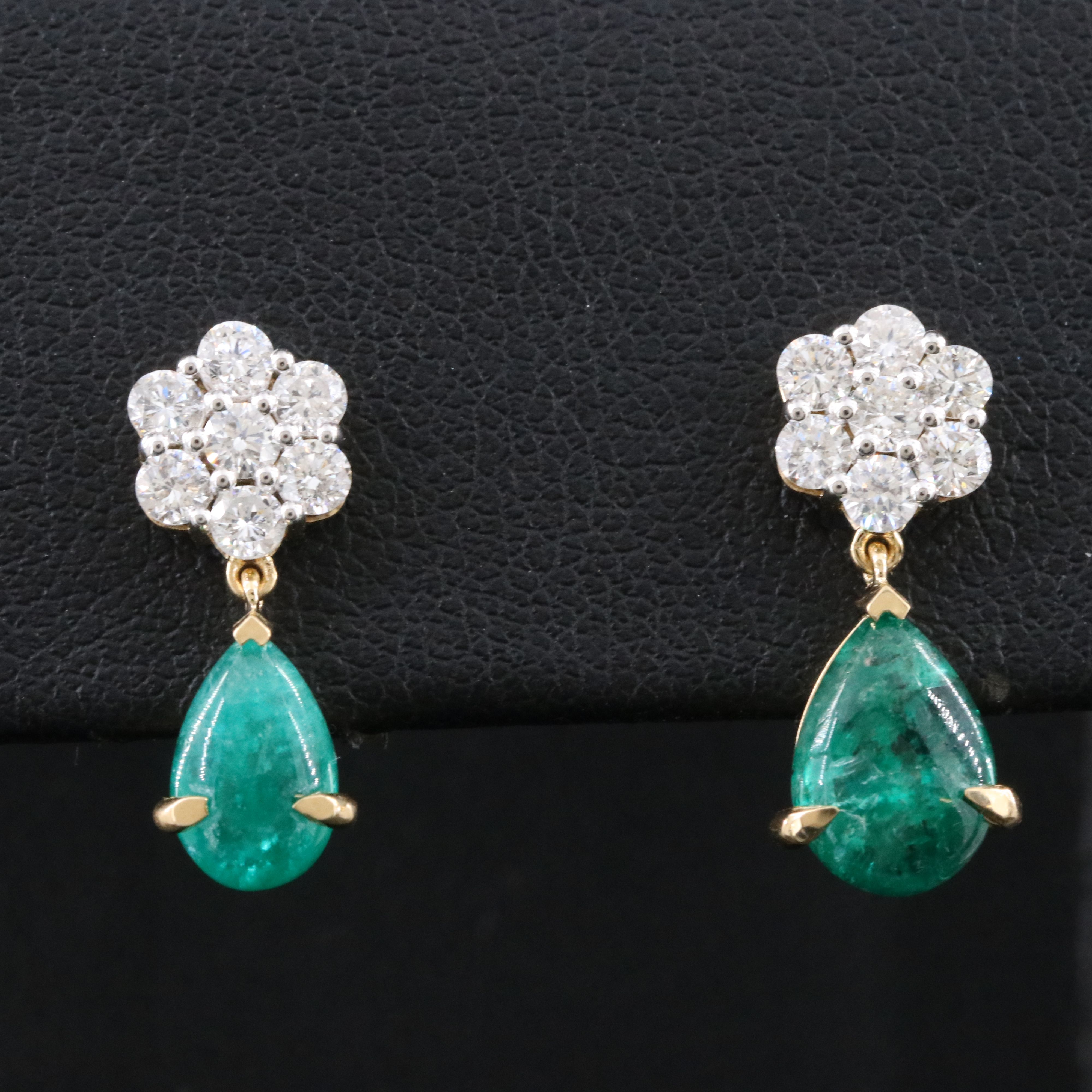 18K 2.02 CTW Emerald and Diamond Earrings