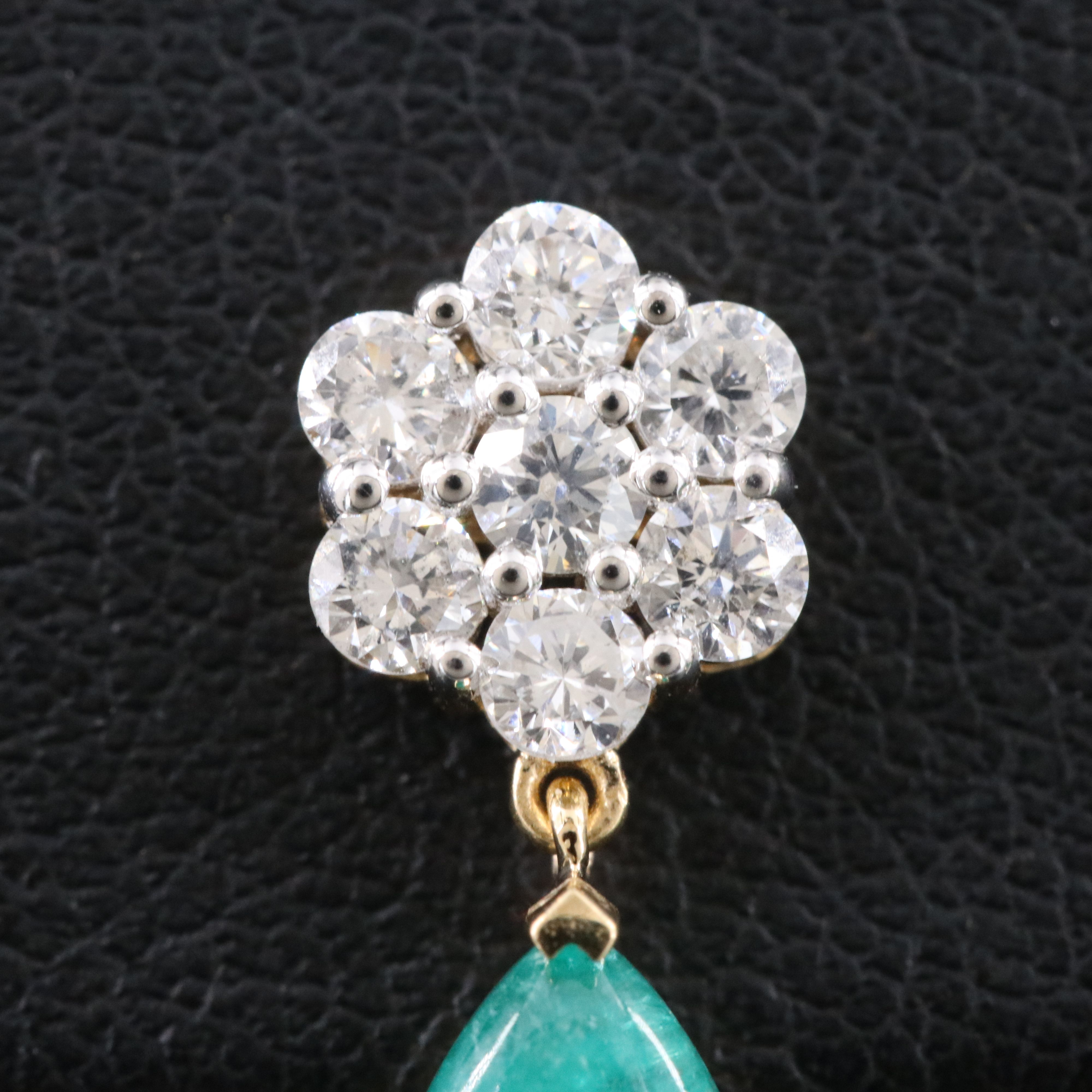 18K 2.02 CTW Emerald and Diamond Earrings