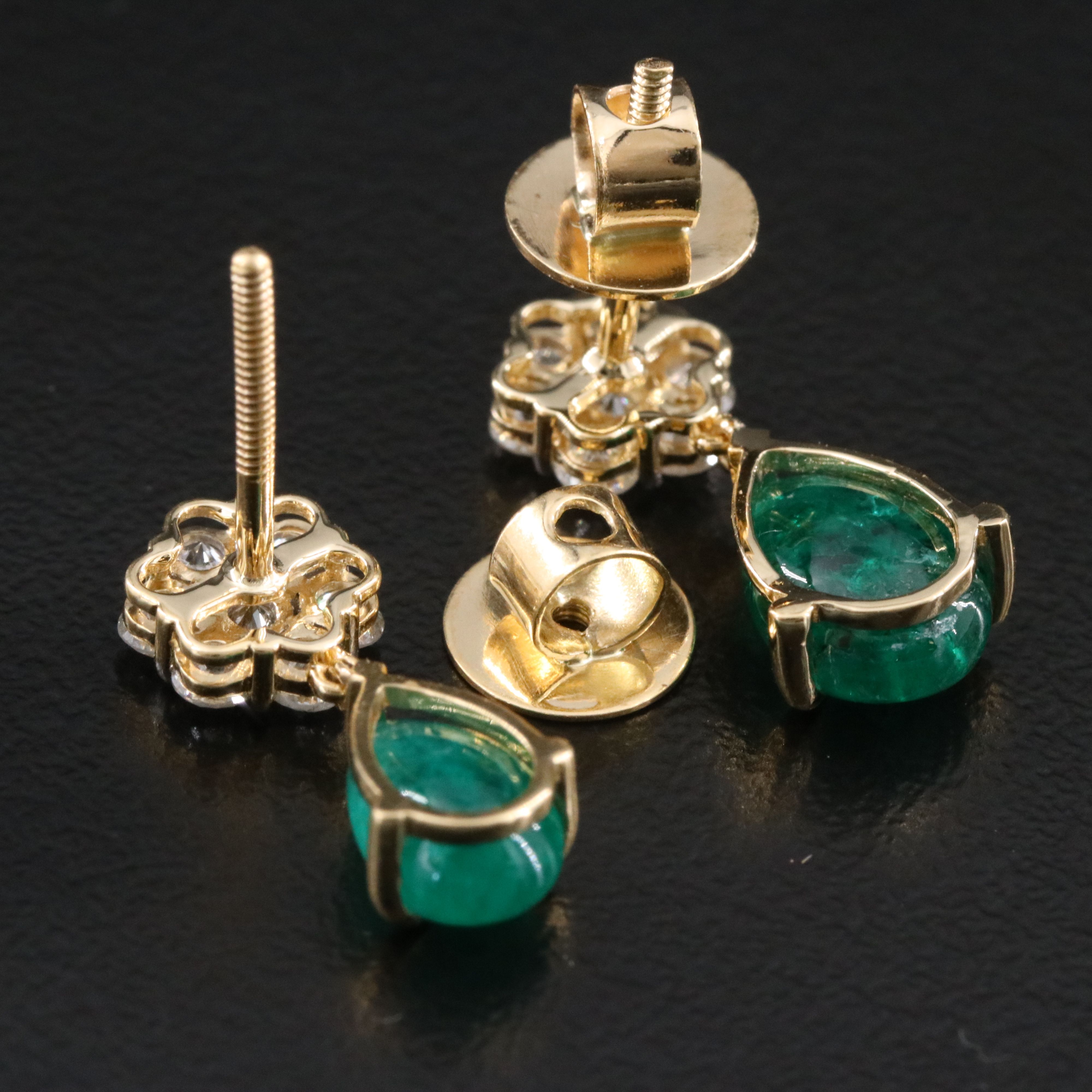 18K 2.02 CTW Emerald and Diamond Earrings
