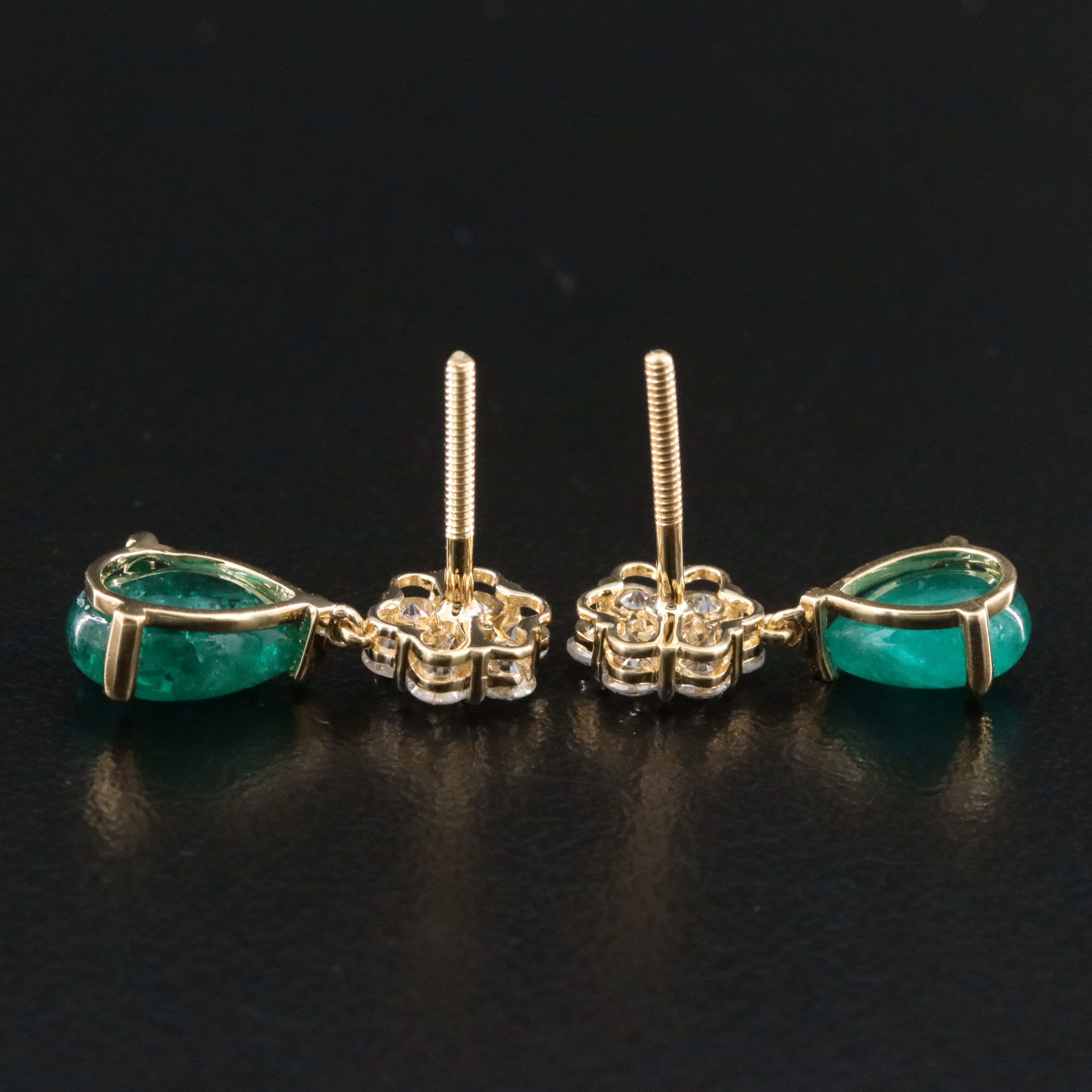 18K 2.02 CTW Emerald and Diamond Earrings