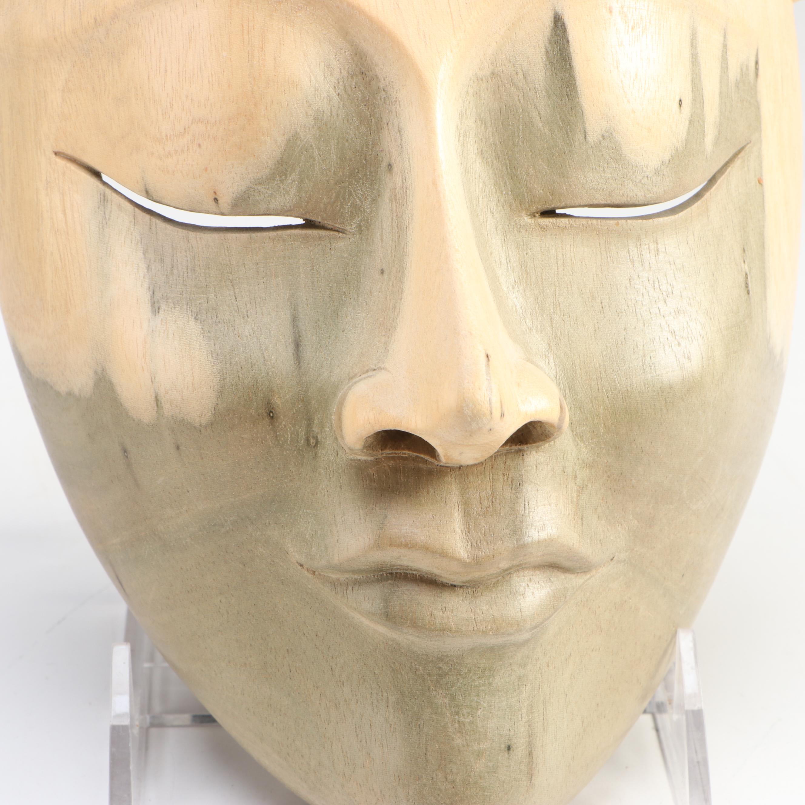 Three Indonesian Hand-Carved Wooden Souvenir Wall Masks