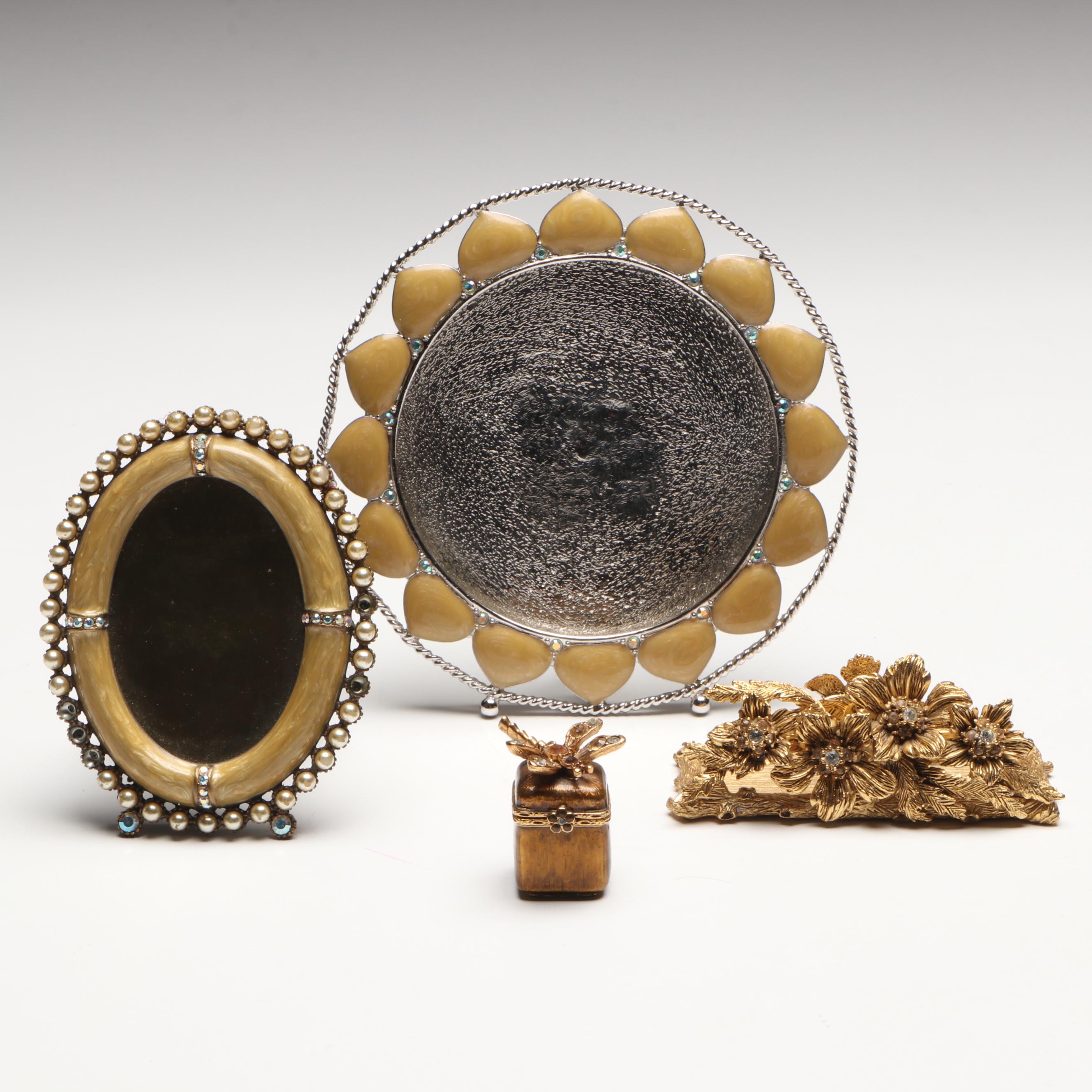 Jay Strongwater Jeweled and Enamel Frames and Dragonfly Box