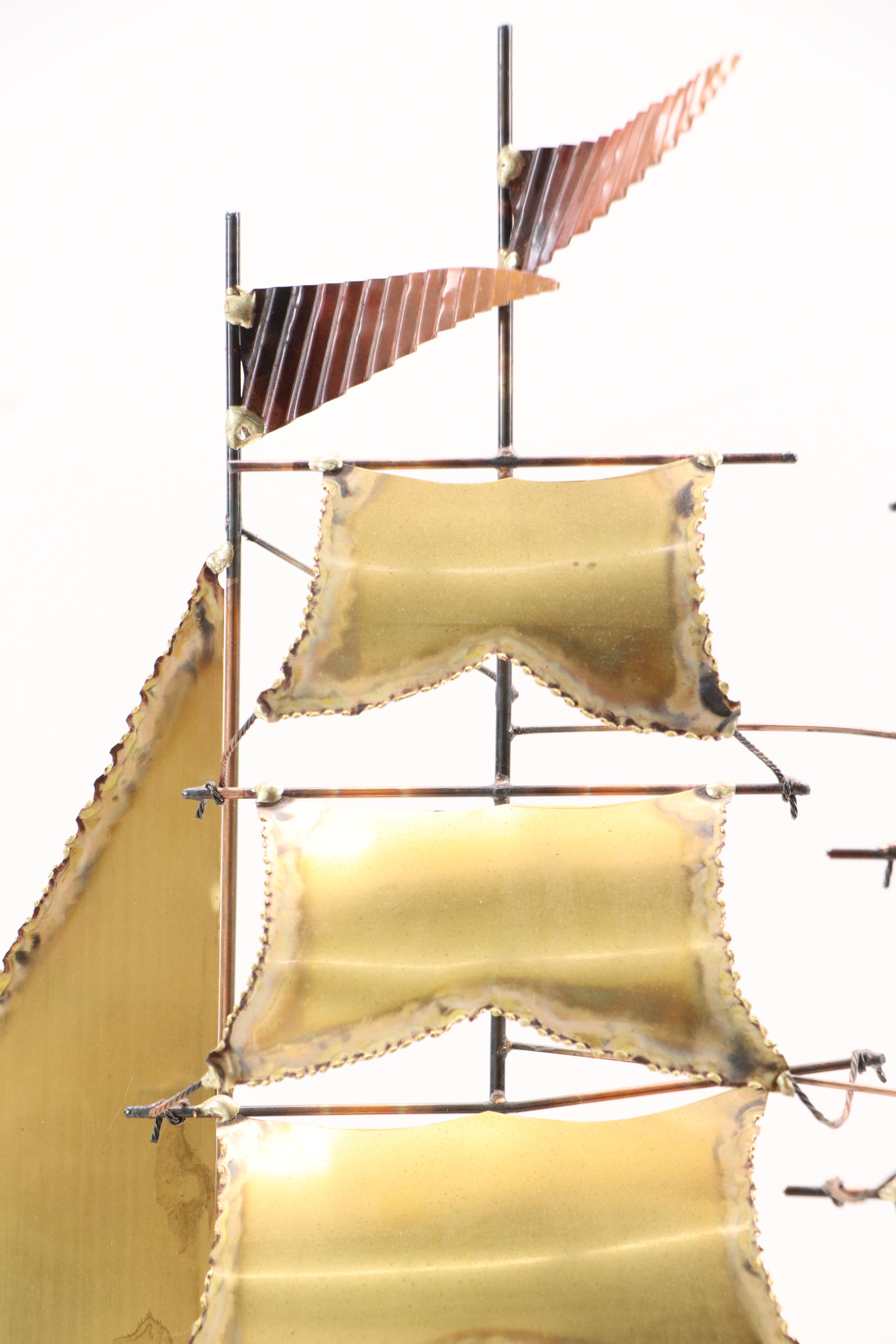 Brass, Copper, and Wood Model Clipper Ship, Mid to Late 20th Century