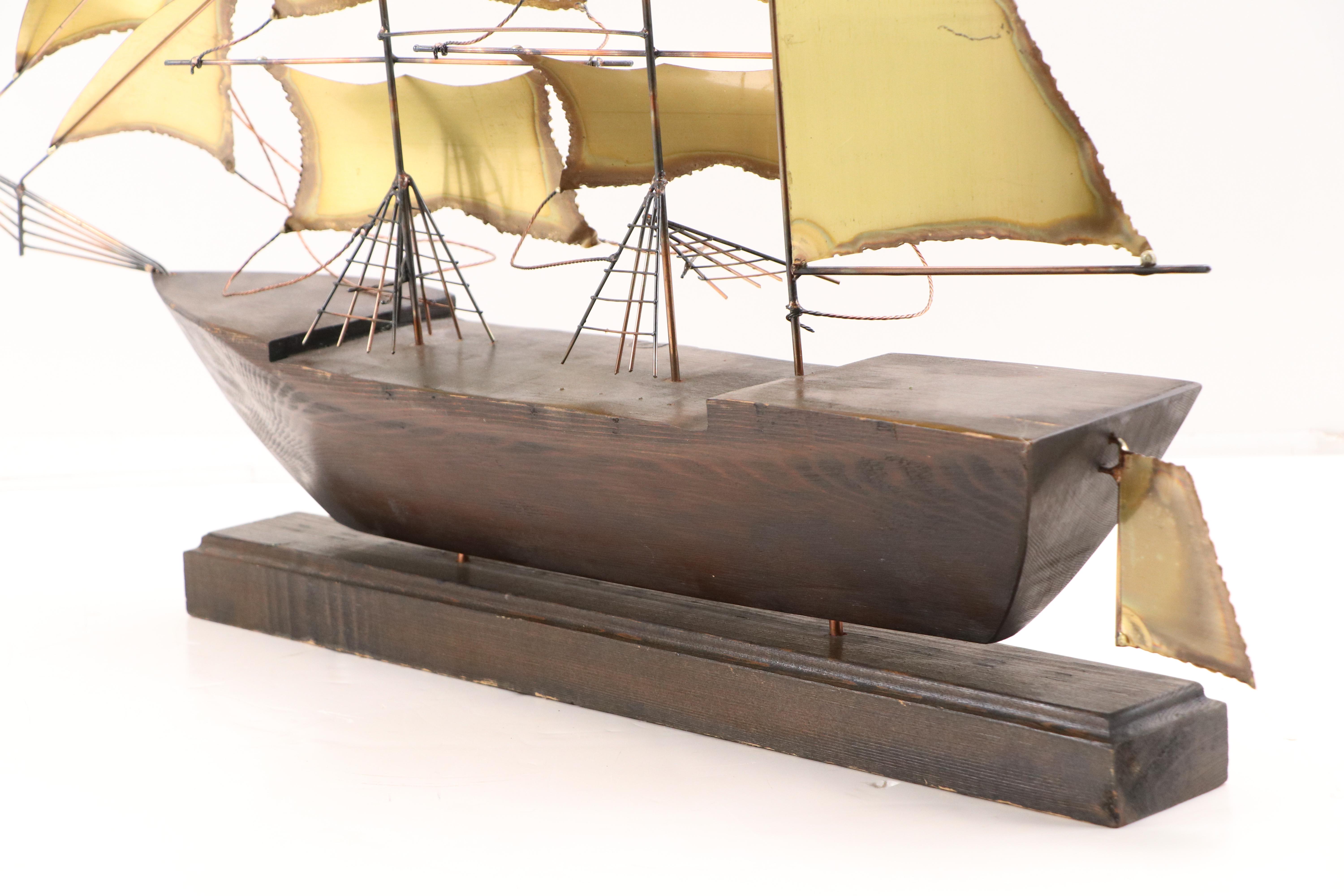 Brass, Copper, and Wood Model Clipper Ship, Mid to Late 20th Century