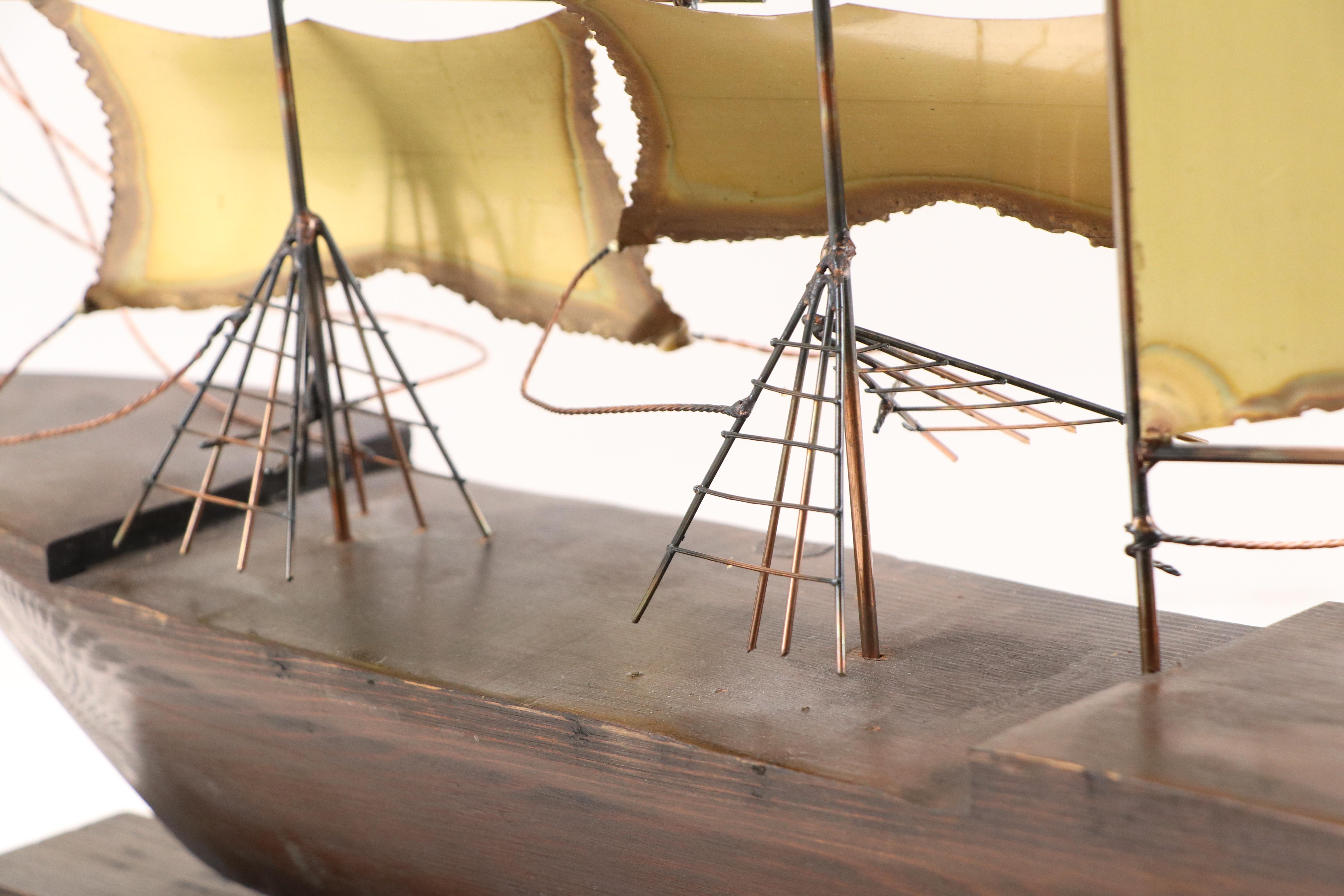 Brass, Copper, and Wood Model Clipper Ship, Mid to Late 20th Century