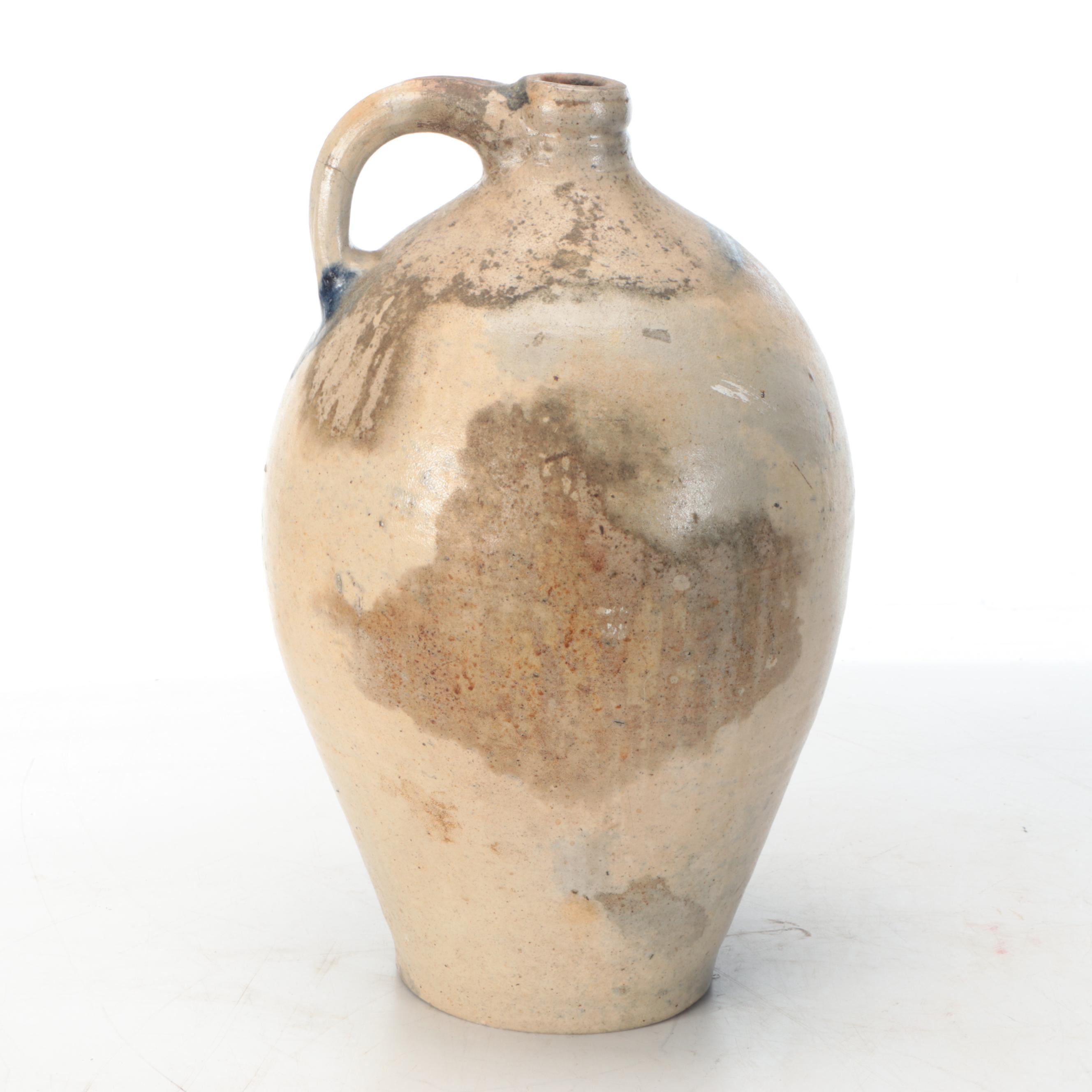 American Salt-Glazed and Cobalt Beehive Jug with Rockdale and Other Stoneware