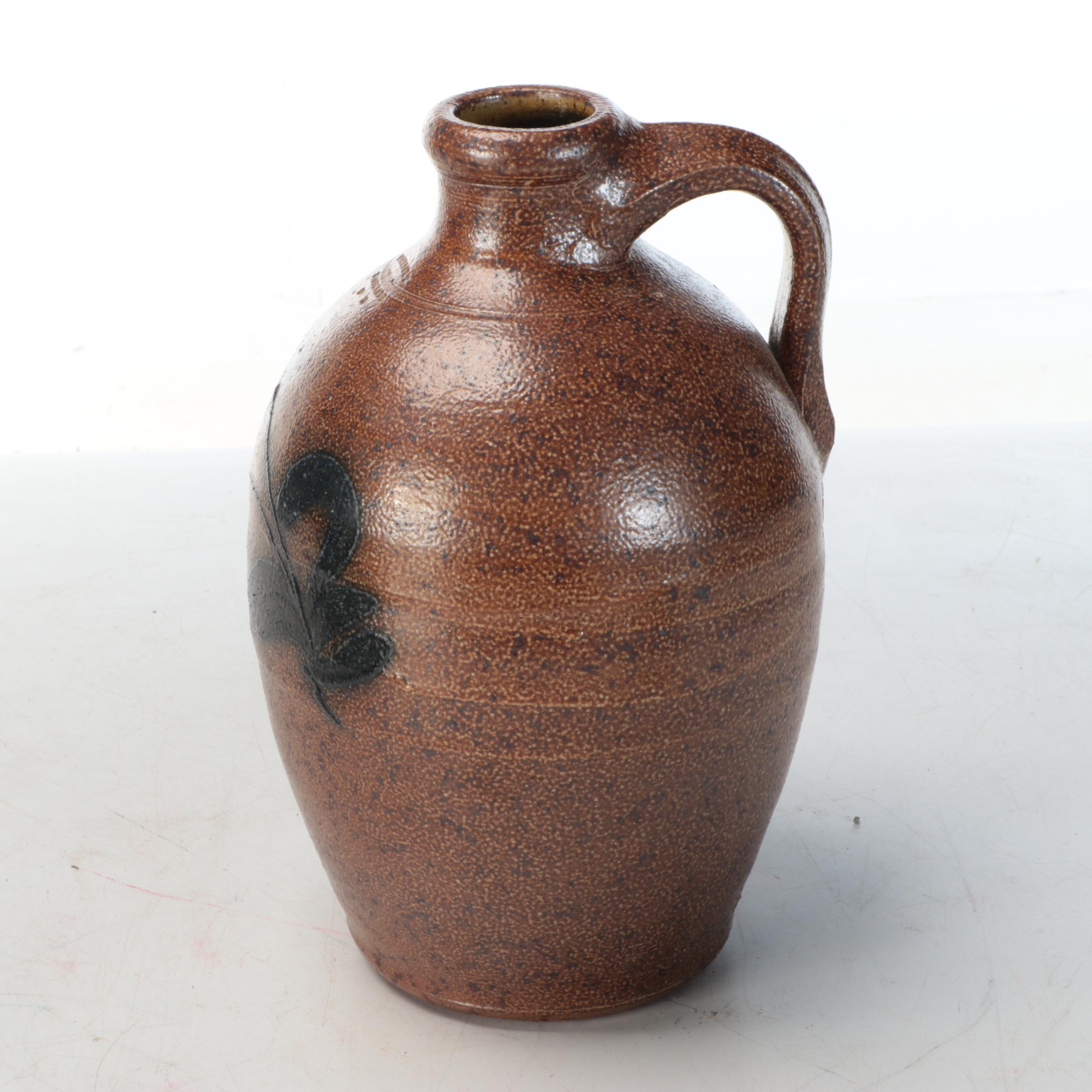 American Salt-Glazed and Cobalt Beehive Jug with Rockdale and Other Stoneware
