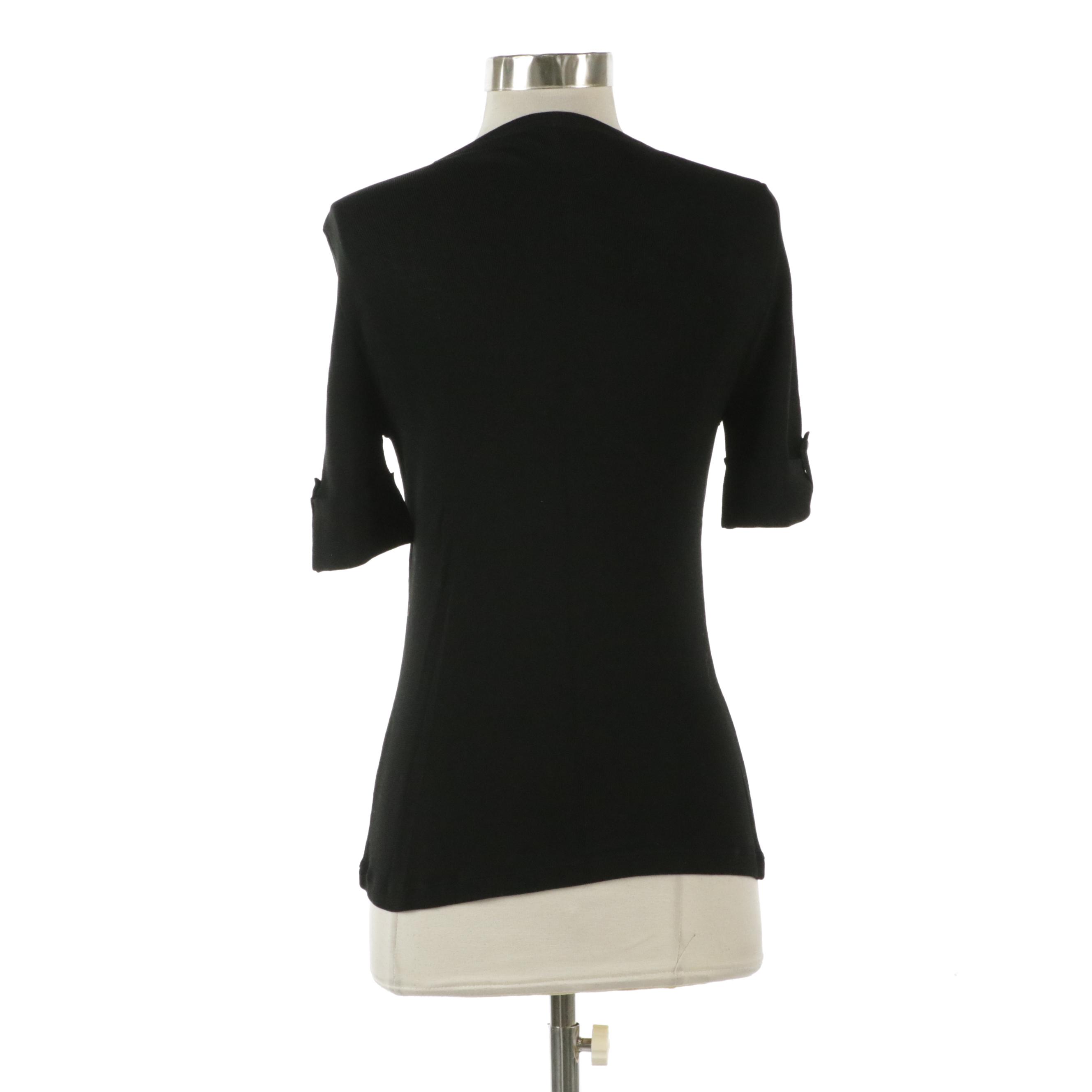 Gucci Black Cotton Stretchy Knit Top with Tags