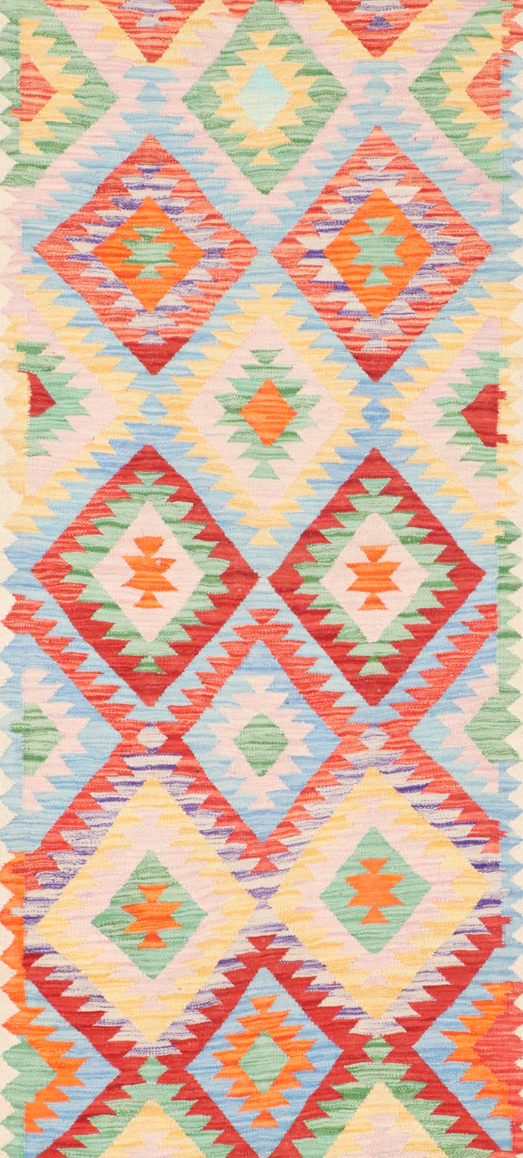 2'11 x 12'9 Handwoven Pakistani Kilim Carpet Runner