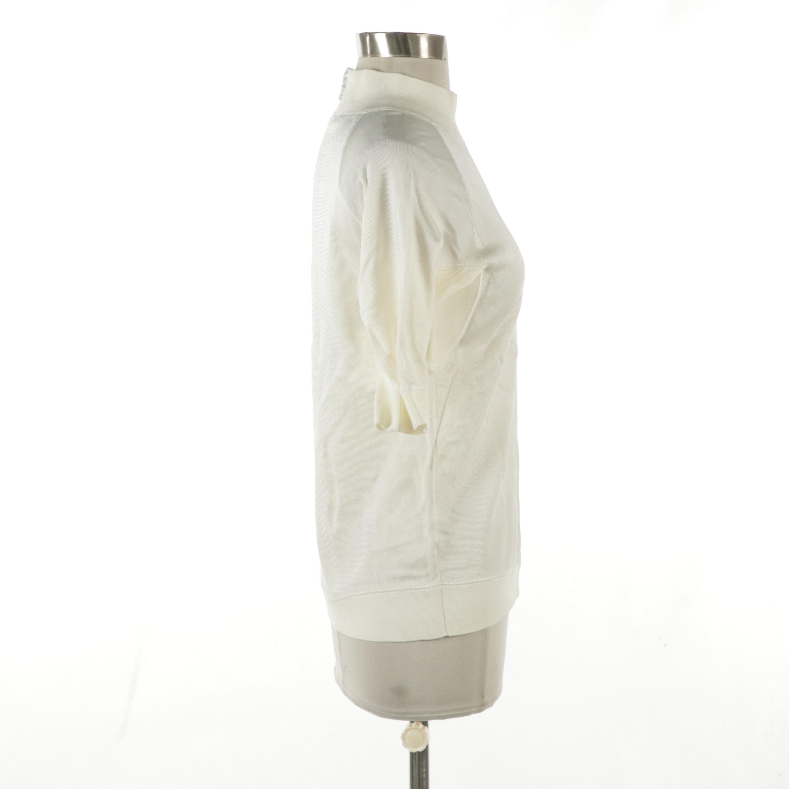 Prada Stretchy Viscose Mock Turtleneck Top Sweater with Zip Detail with Tag