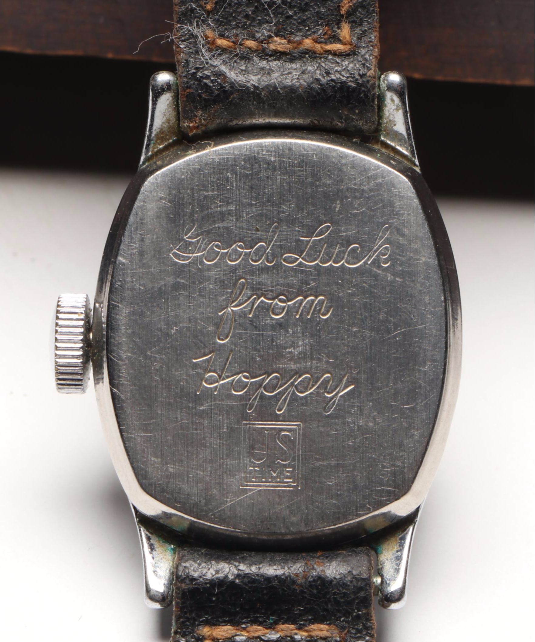 Vintage US Time Hopalong Cassidy Watch, Pocket Knife, and Pin in Wooden Box