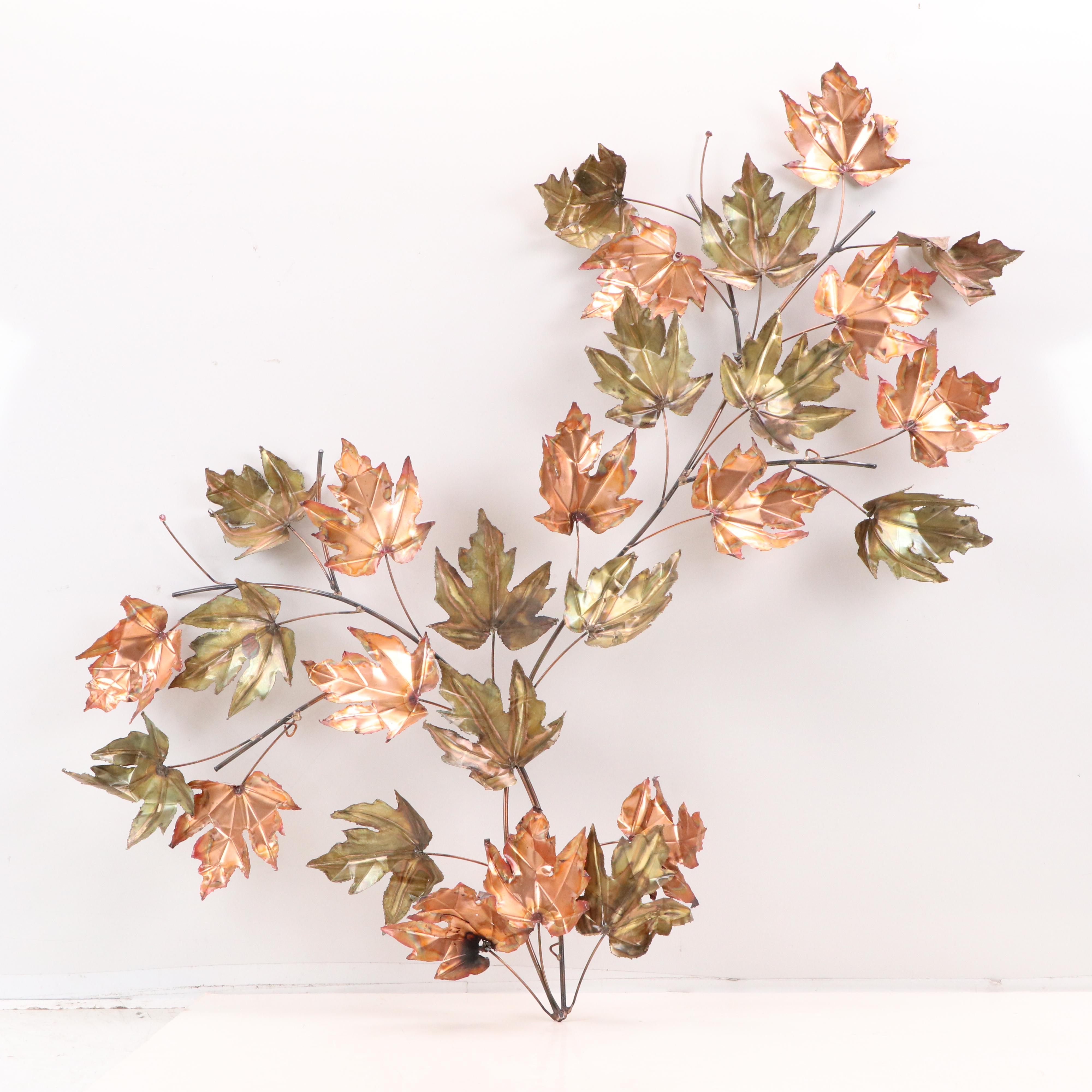 Set of Curtis Jeré Style Mixed Metal Maple Leaves Wall Hangings