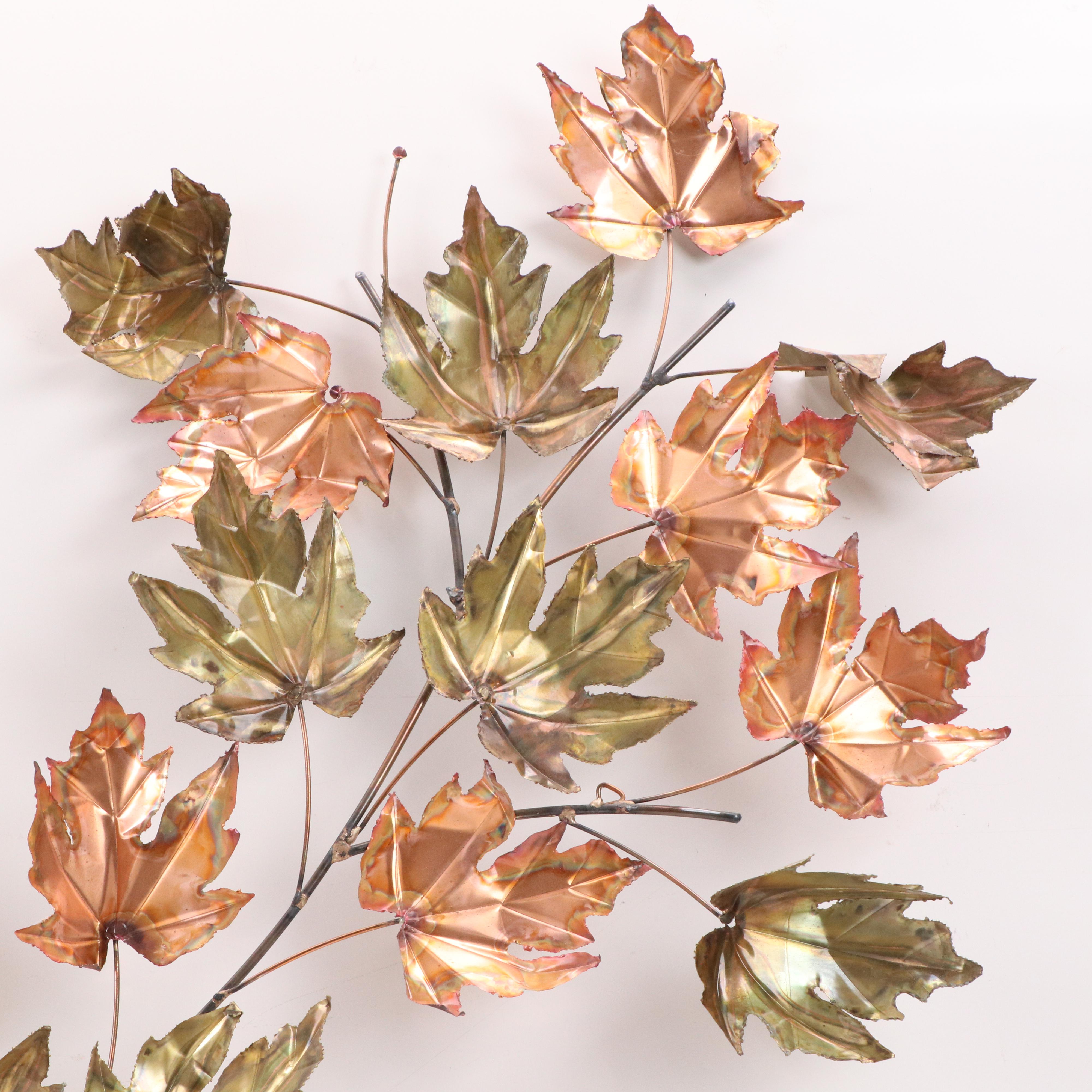 Set of Curtis Jeré Style Mixed Metal Maple Leaves Wall Hangings