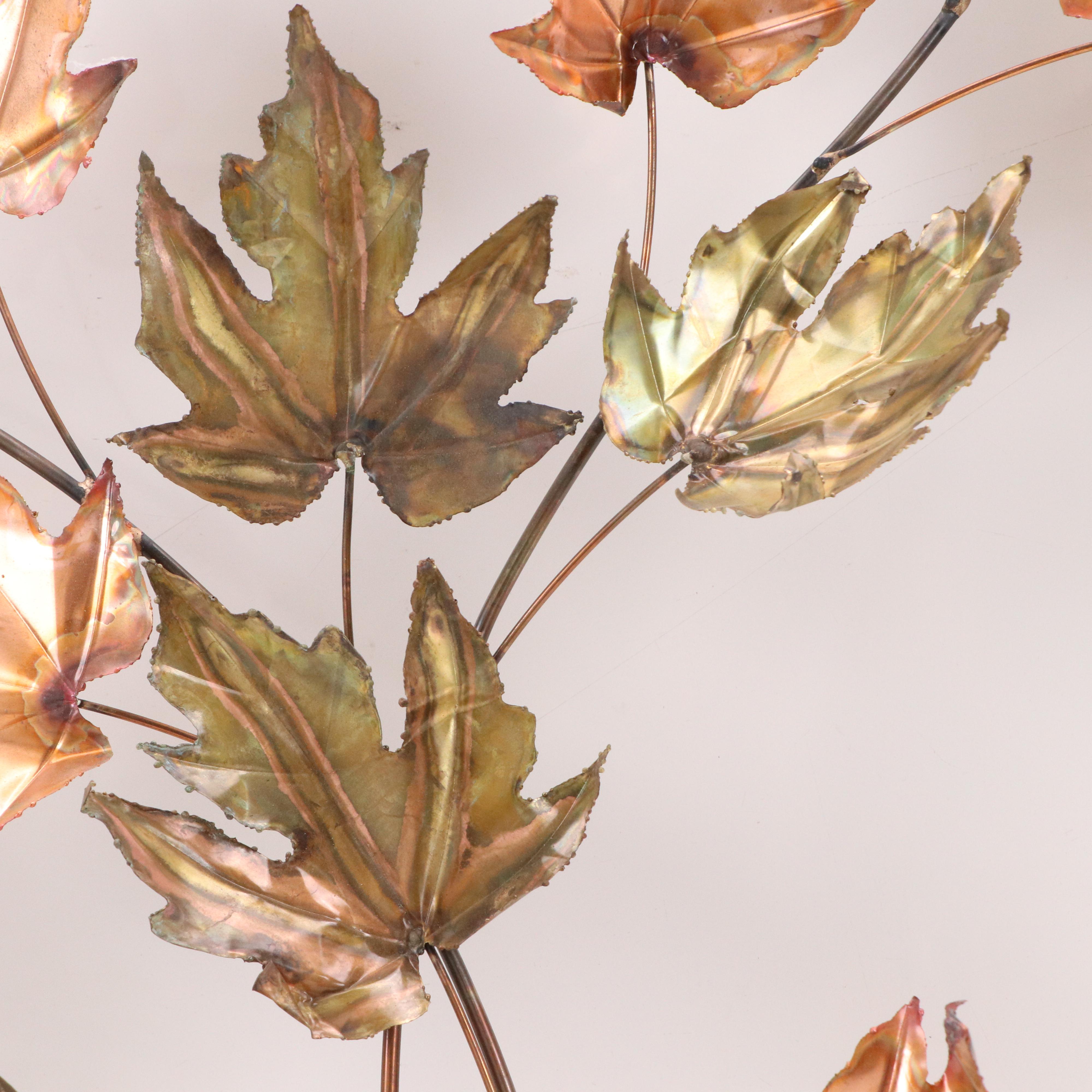 Set of Curtis Jeré Style Mixed Metal Maple Leaves Wall Hangings