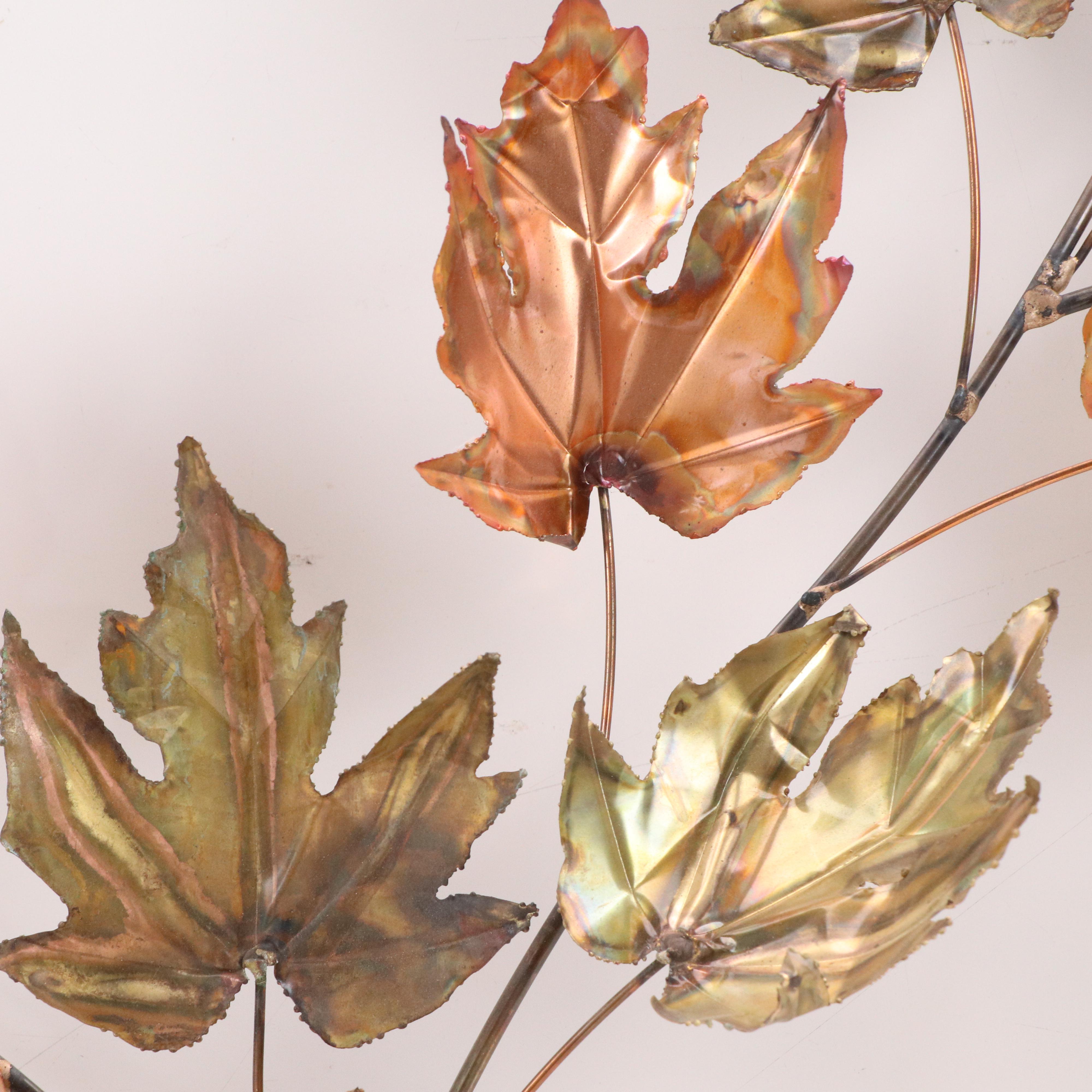 Set of Curtis Jeré Style Mixed Metal Maple Leaves Wall Hangings