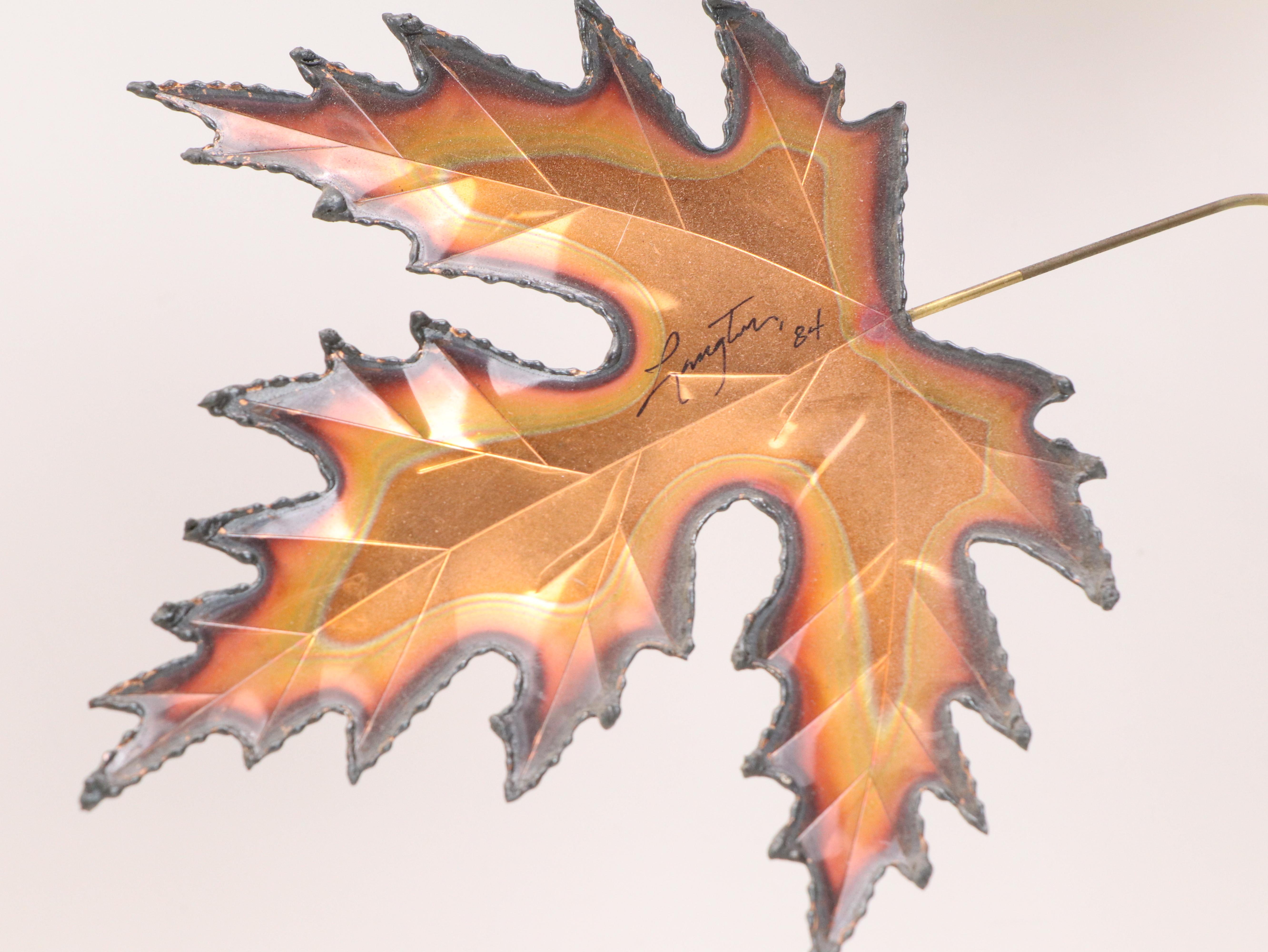 Set of Curtis Jeré Style Mixed Metal Maple Leaves Wall Hangings