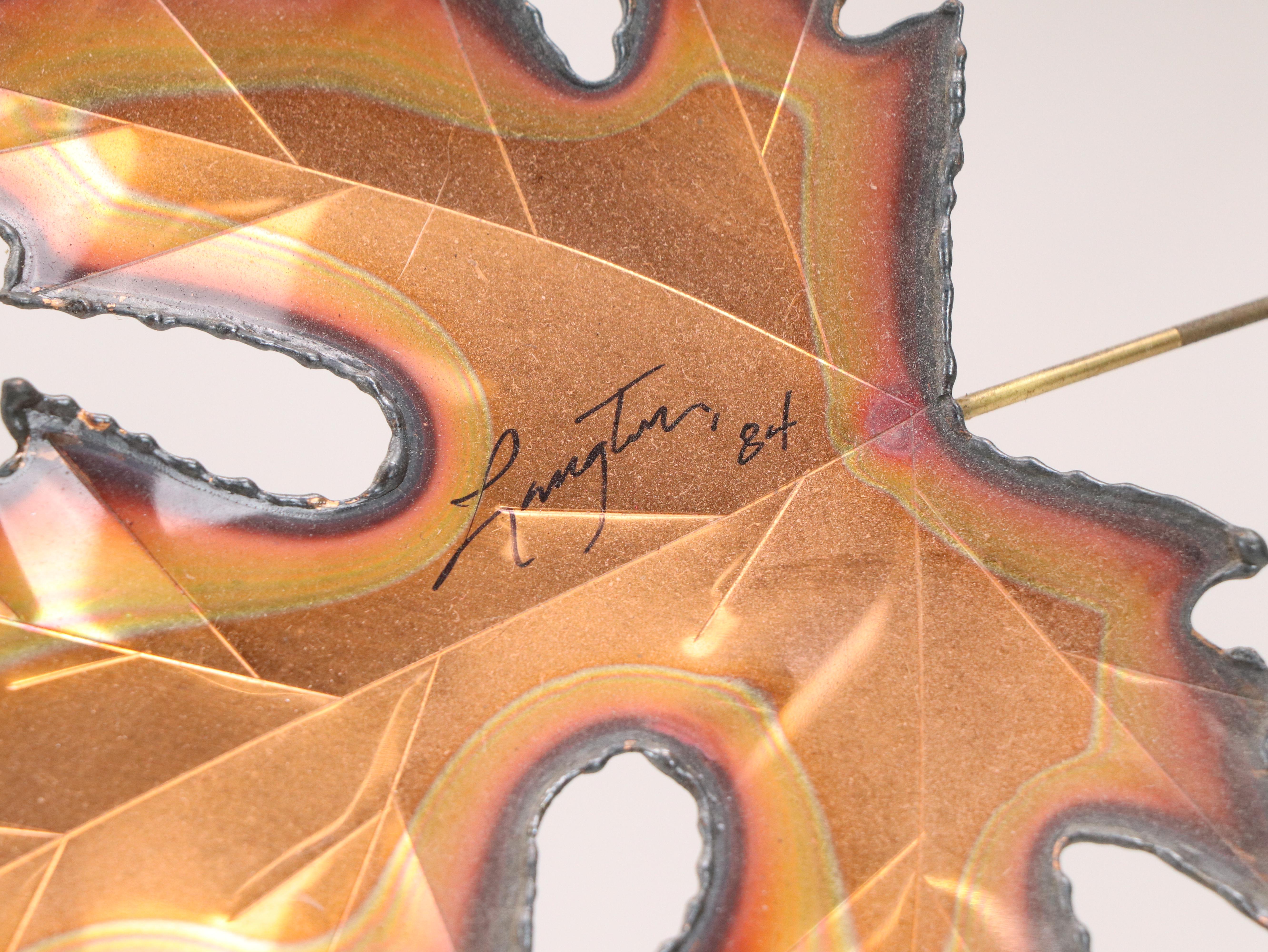 Set of Curtis Jeré Style Mixed Metal Maple Leaves Wall Hangings