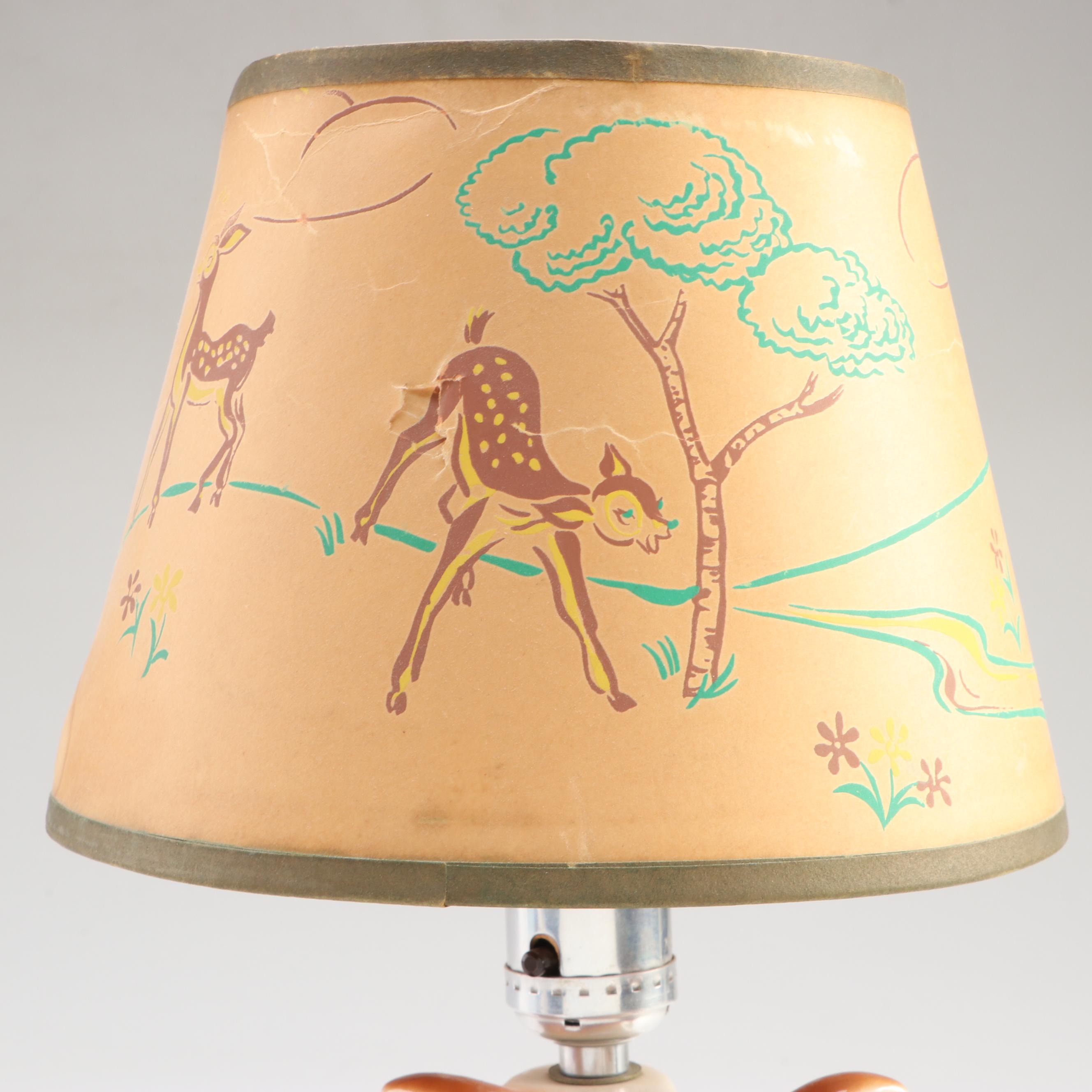 Novelty Ceramic Fawn Table Lamp, Mid-20th Century