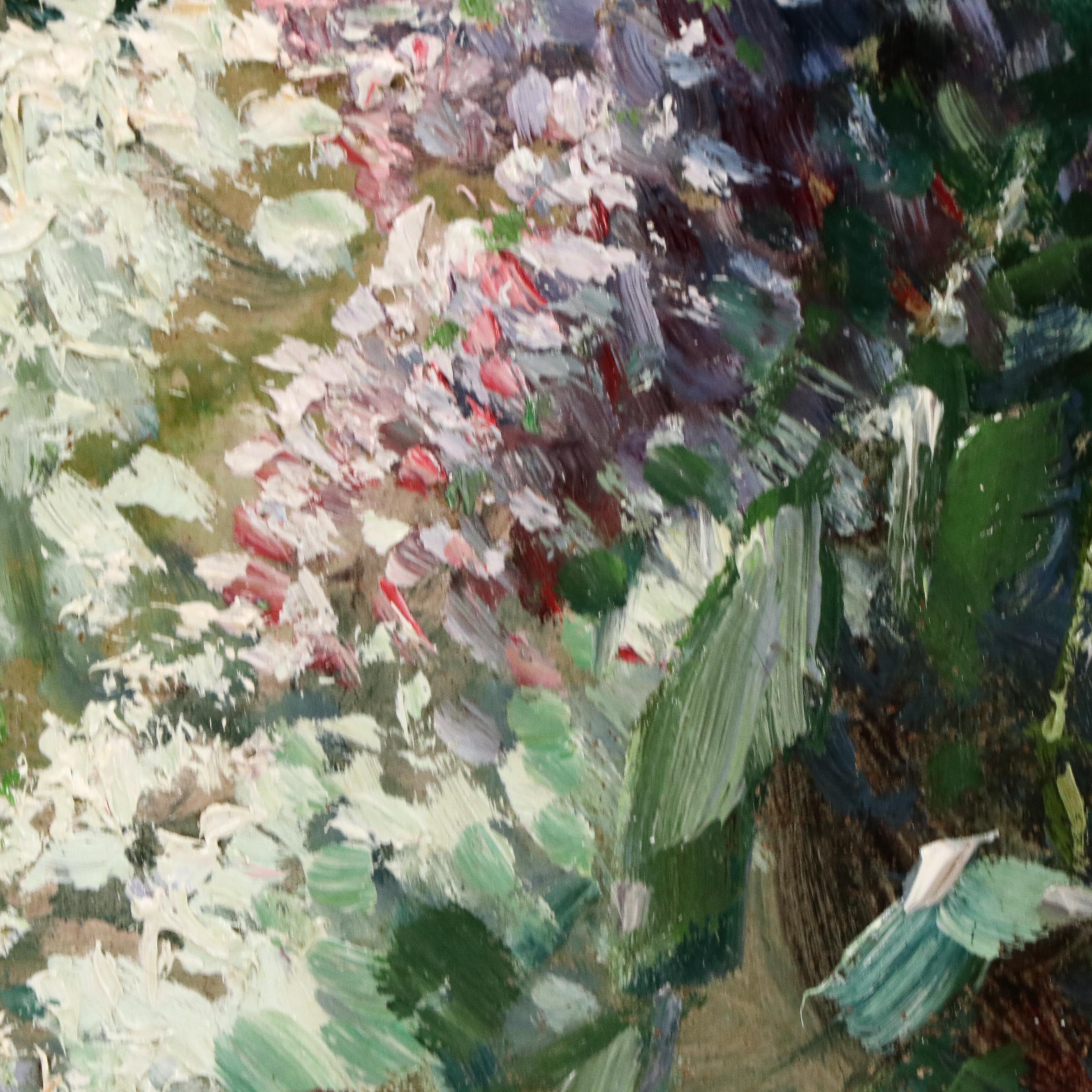 Thomas Corwin Lindsay Oil Still Life with Lilacs, Late 19th to Early 20th C.