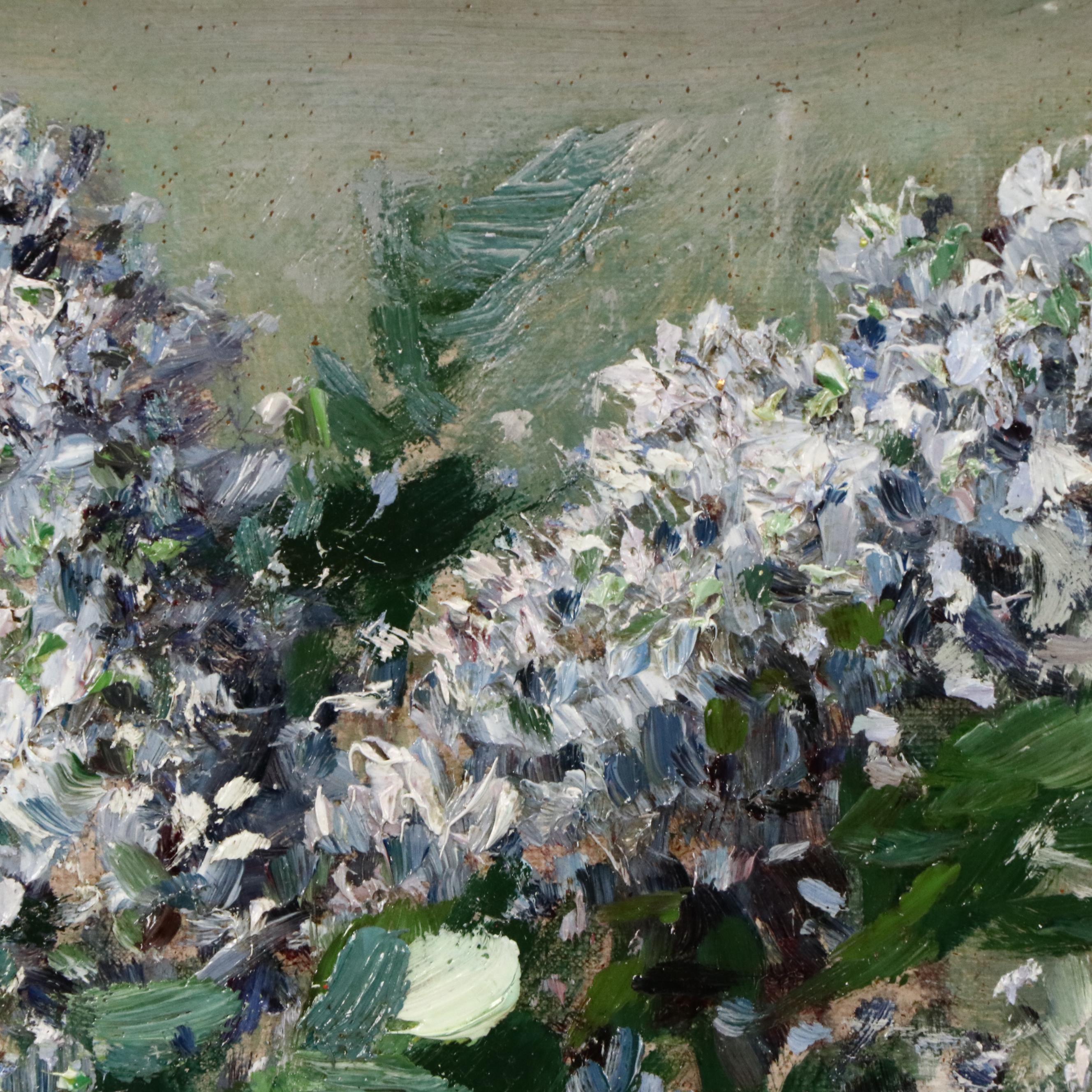 Thomas Corwin Lindsay Oil Still Life with Lilacs, Late 19th to Early 20th C.