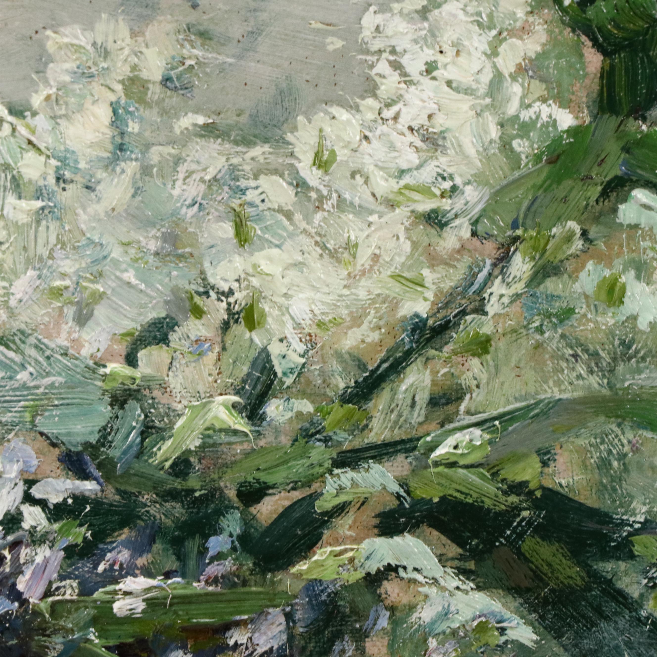 Thomas Corwin Lindsay Oil Still Life with Lilacs, Late 19th to Early 20th C.