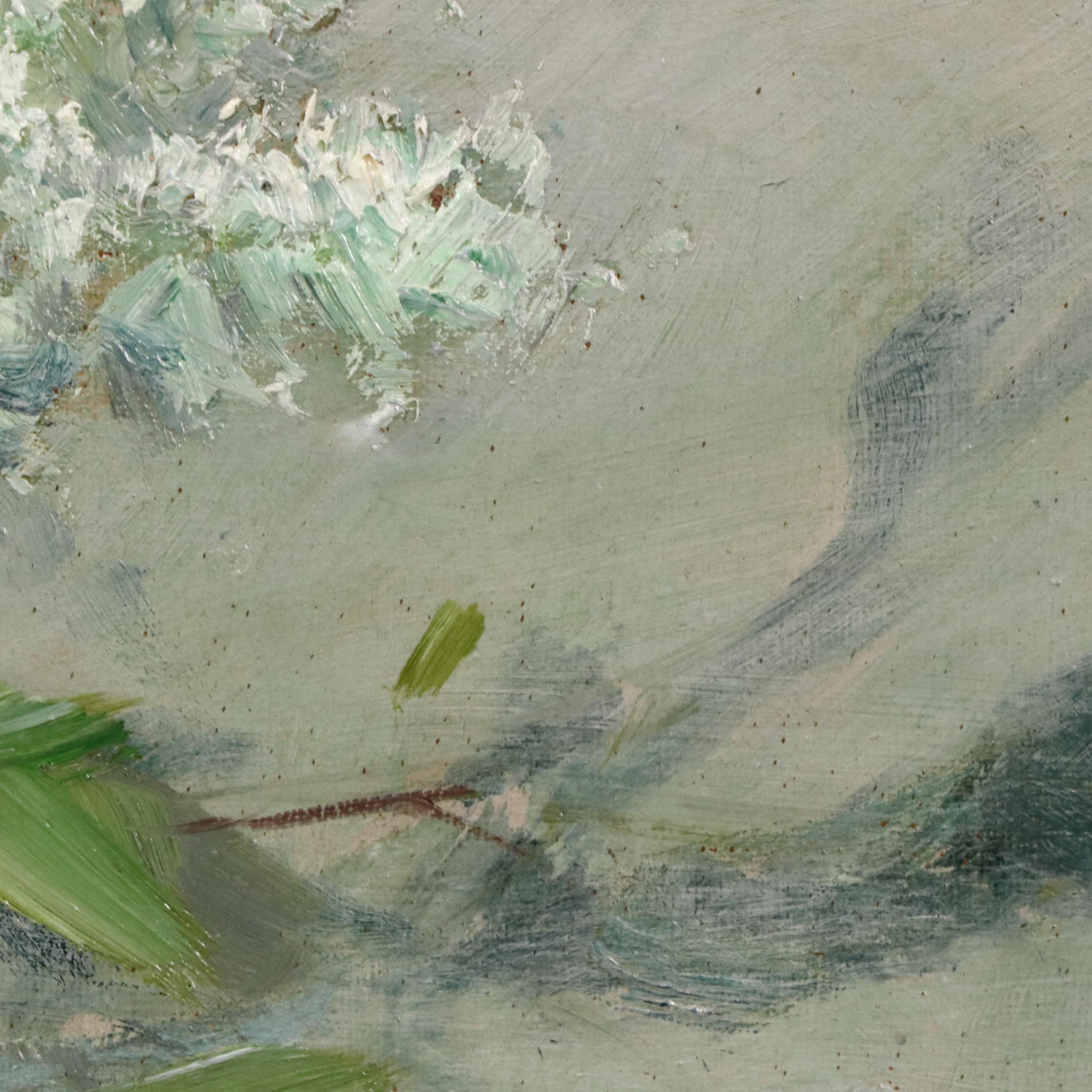 Thomas Corwin Lindsay Oil Still Life with Lilacs, Late 19th to Early 20th C.