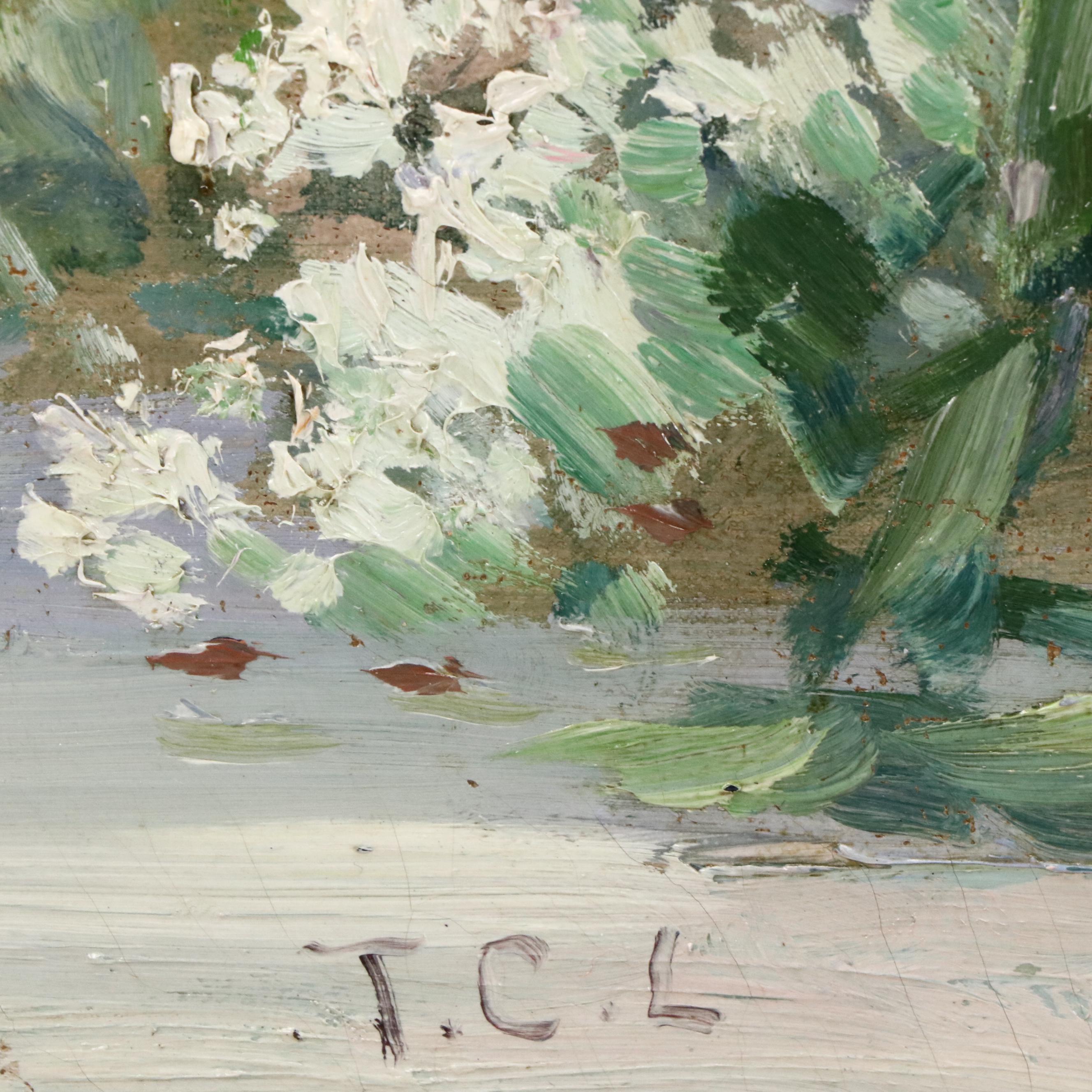 Thomas Corwin Lindsay Oil Still Life with Lilacs, Late 19th to Early 20th C.