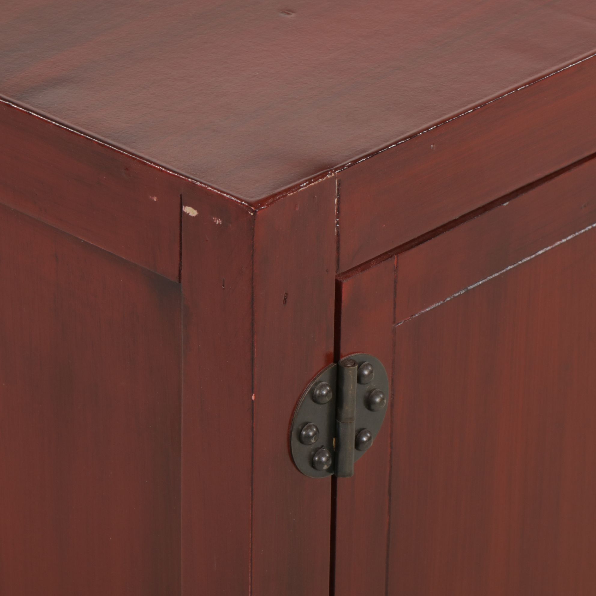 Pier 1 Chinese Style Red Stained Media Console Cabinet