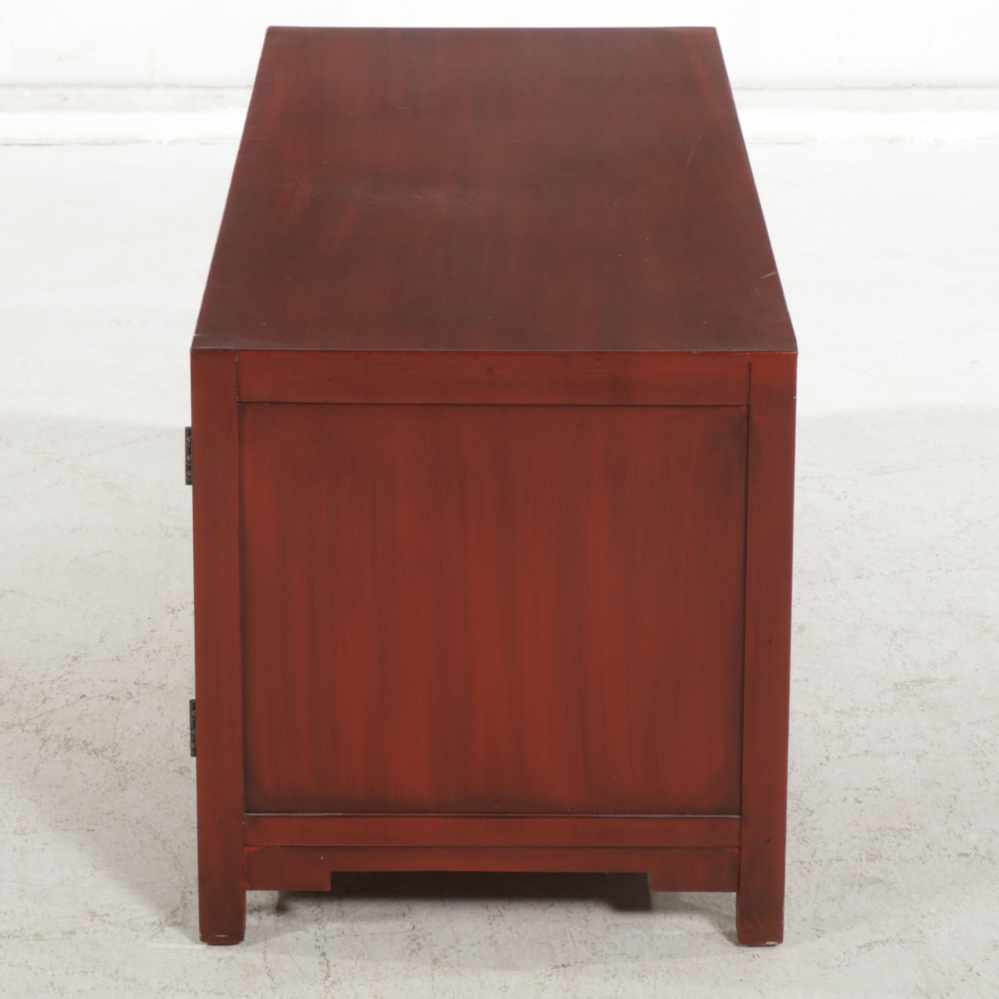 Pier 1 Chinese Style Red Stained Media Console Cabinet