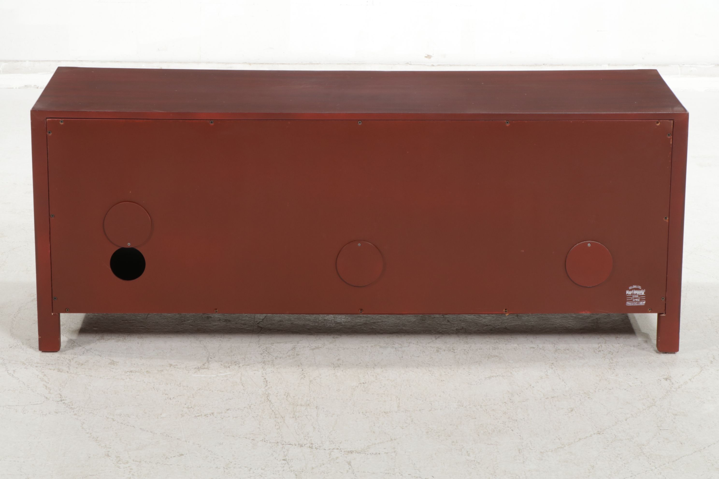 Pier 1 Chinese Style Red Stained Media Console Cabinet