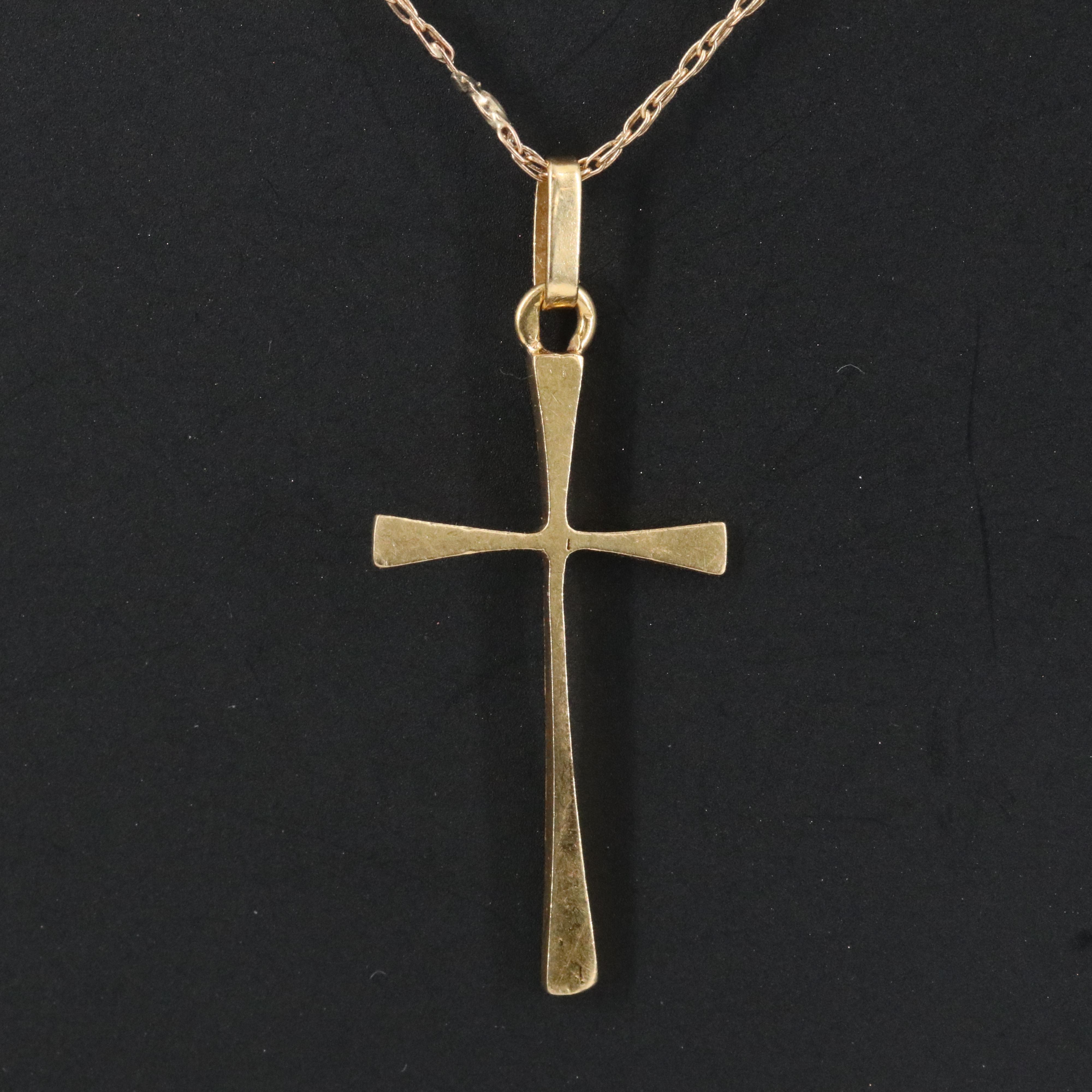 18K Cross Pendant on 14K Chain Necklace