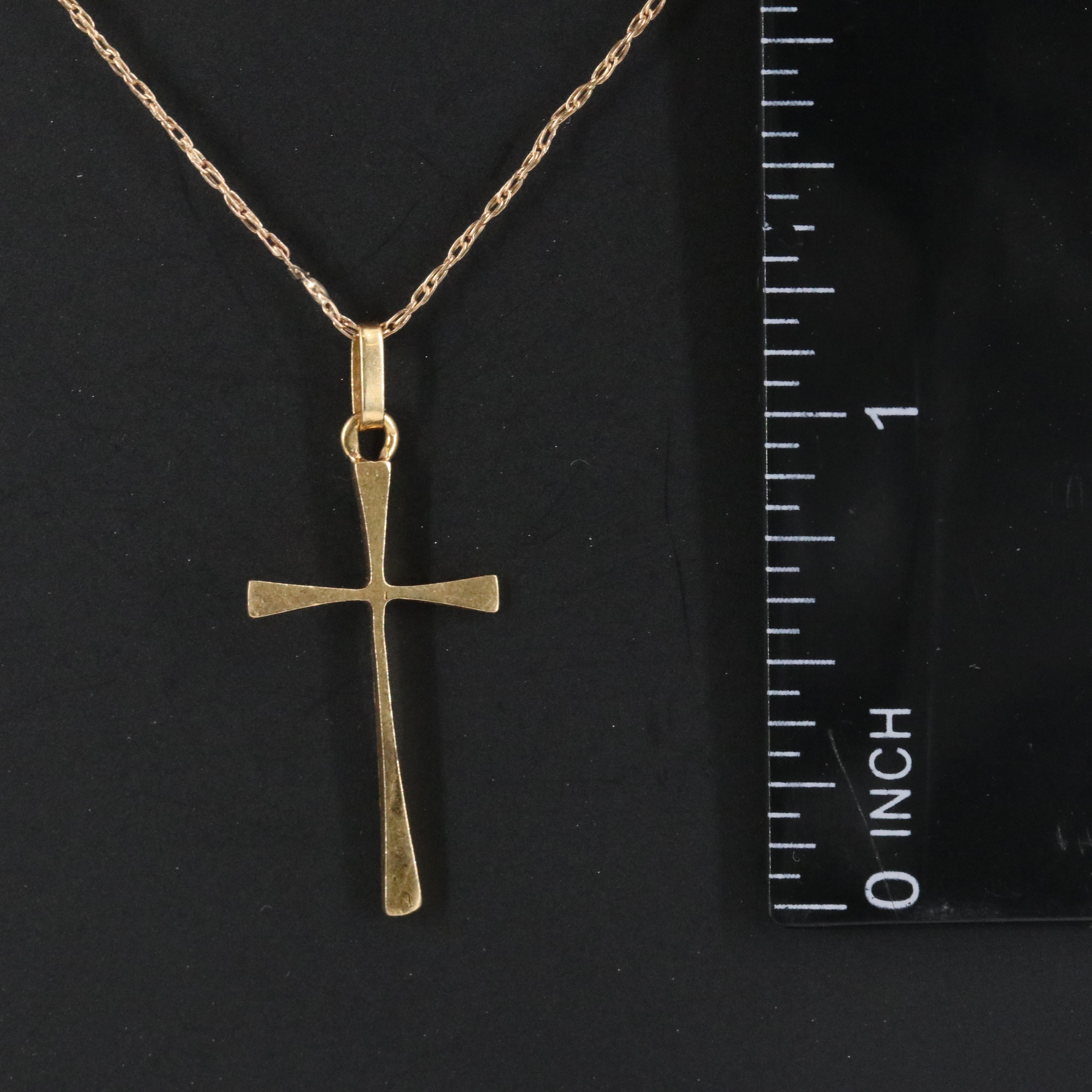 18K Cross Pendant on 14K Chain Necklace