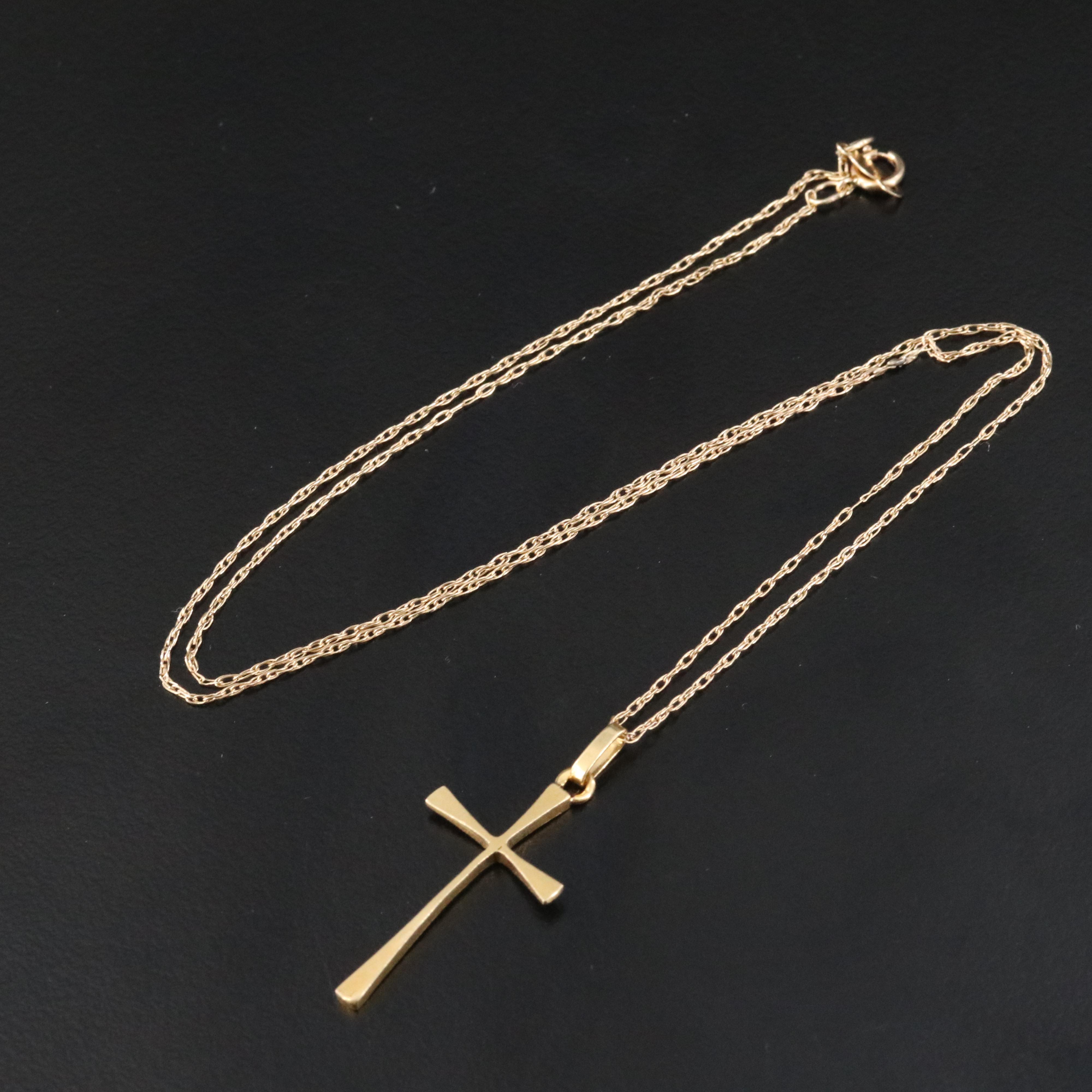 18K Cross Pendant on 14K Chain Necklace