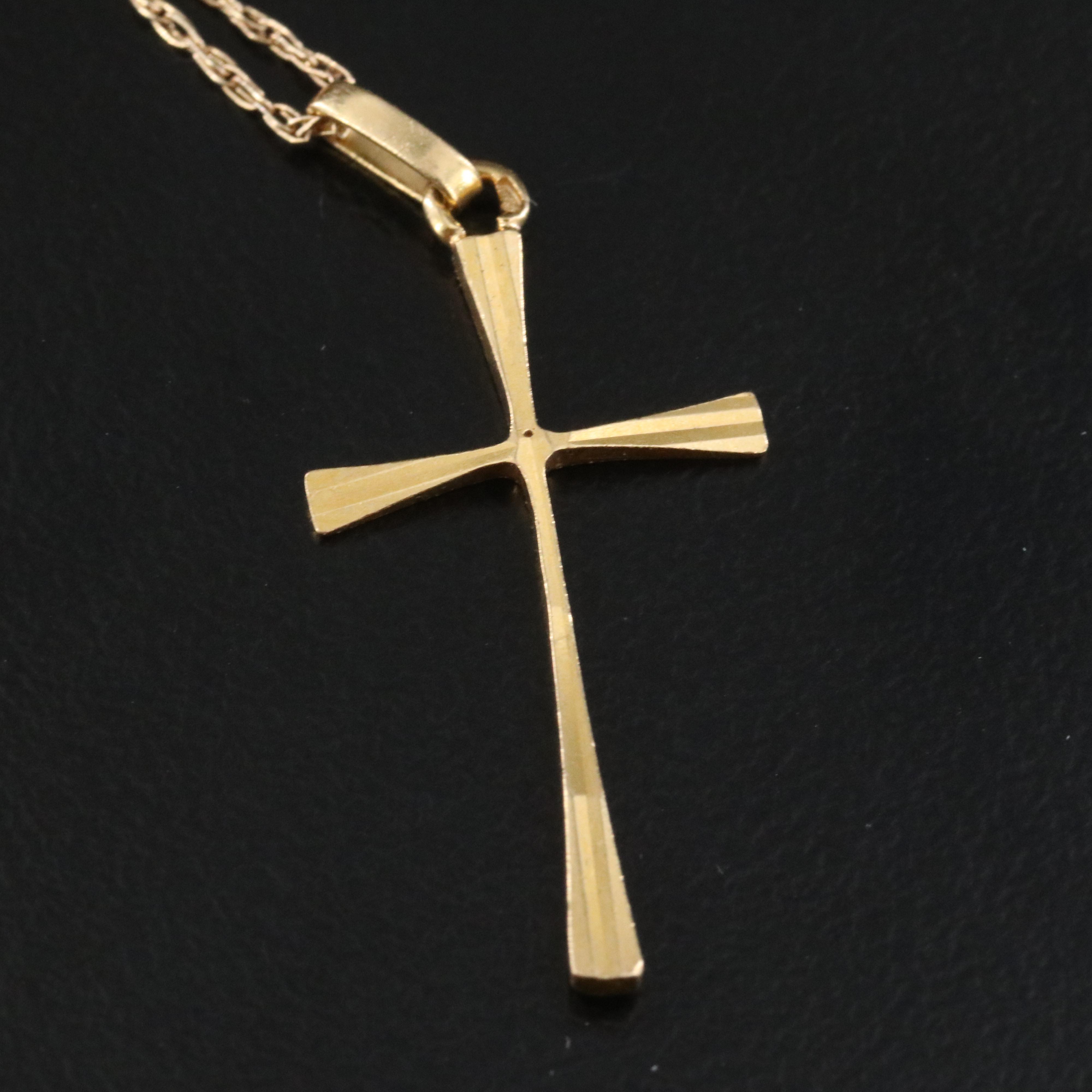 18K Cross Pendant on 14K Chain Necklace