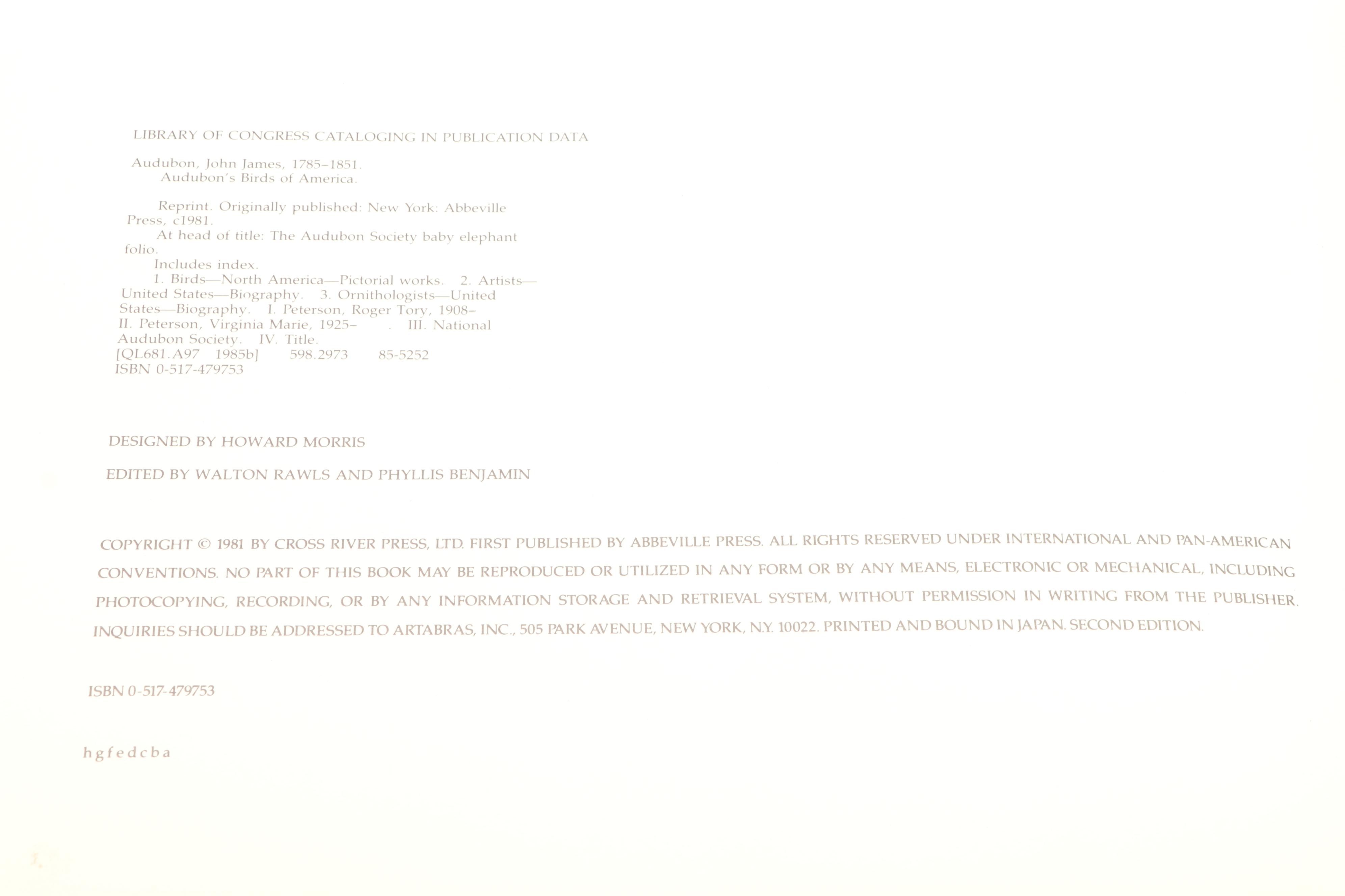 Baby Elephant Folio "Audubon's Birds of America" by the Petersons, 1985