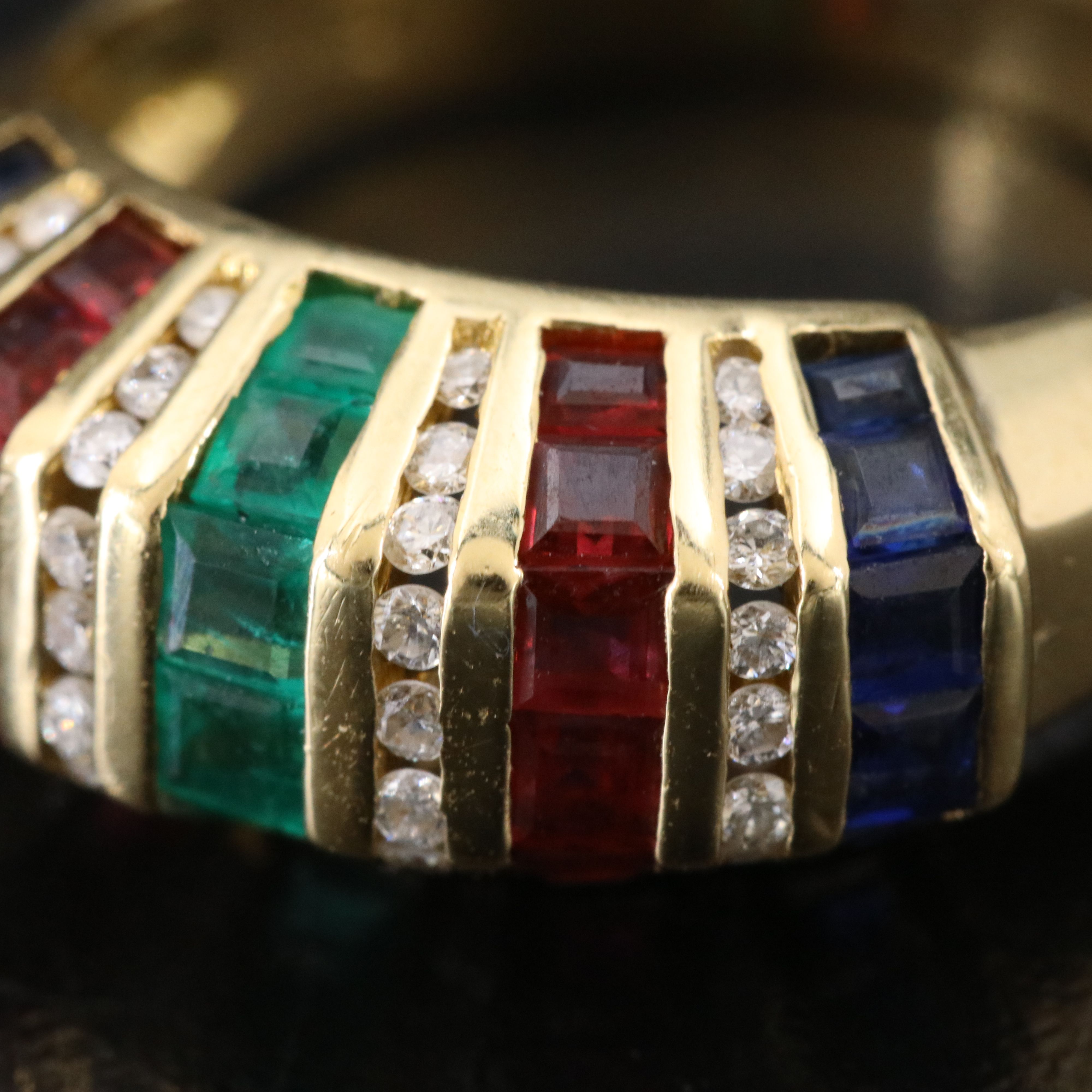 18K Emerald, Ruby, Sapphire and Diamond Ring