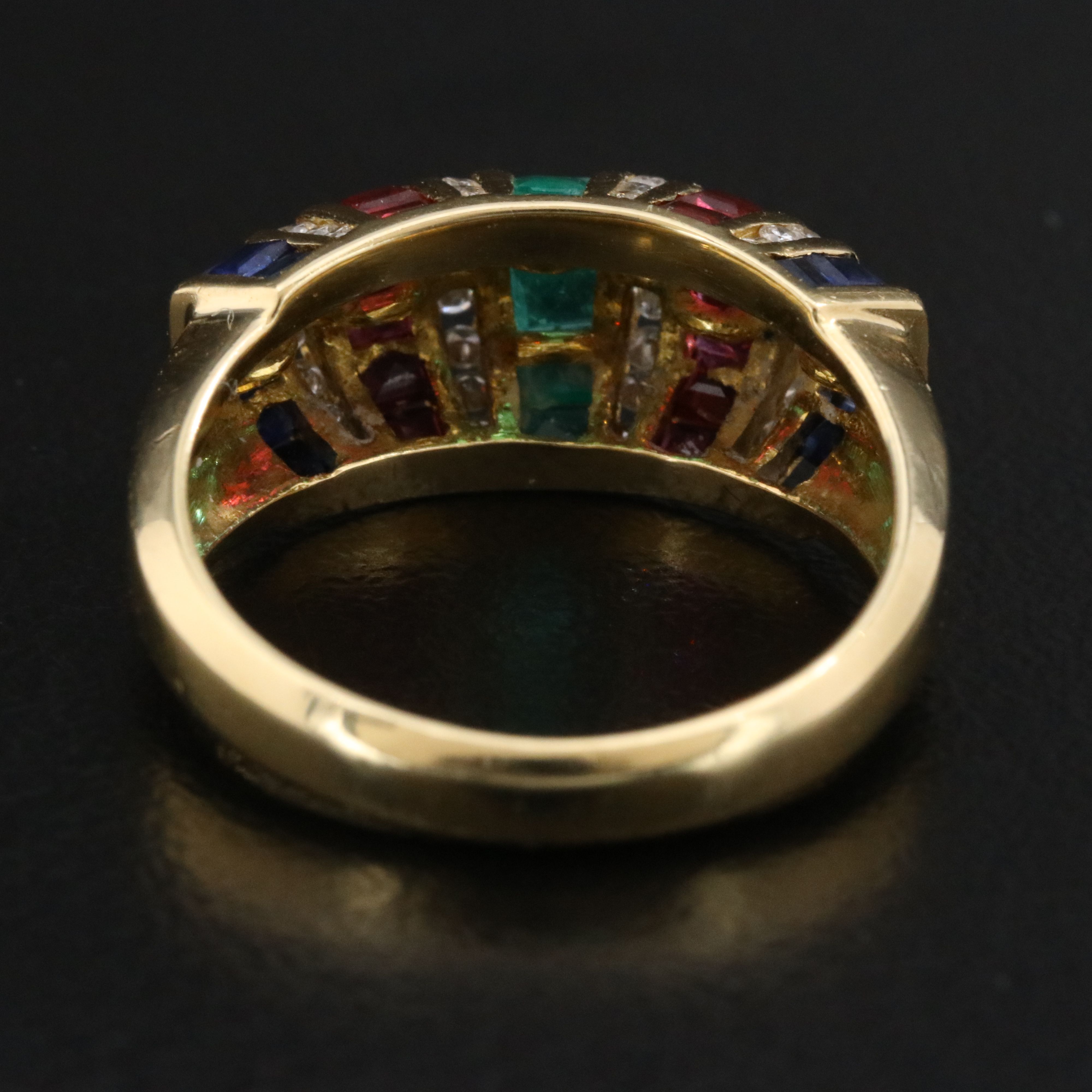 18K Emerald, Ruby, Sapphire and Diamond Ring