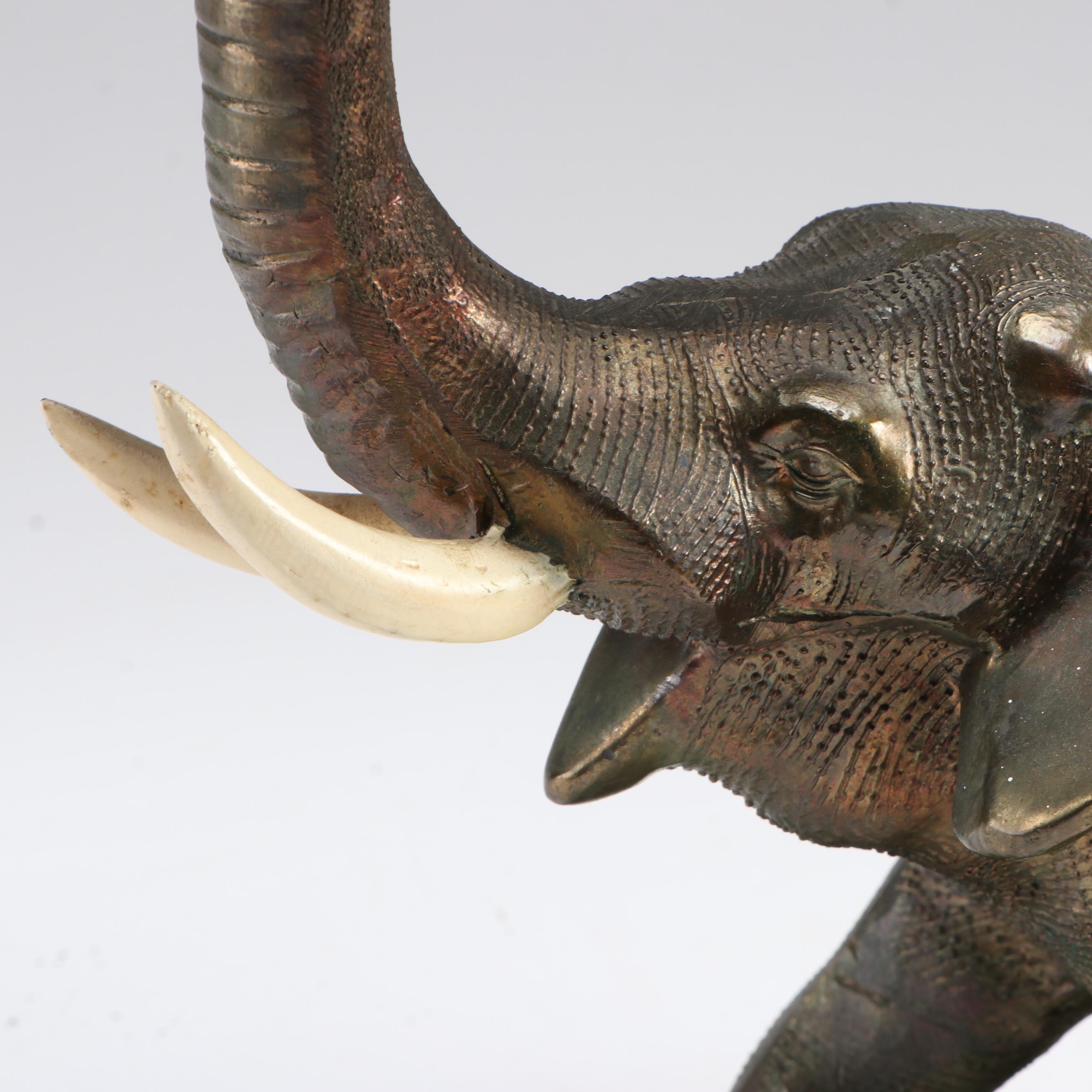 Bathing Elephant Figural Copper Alloy Table Lamp