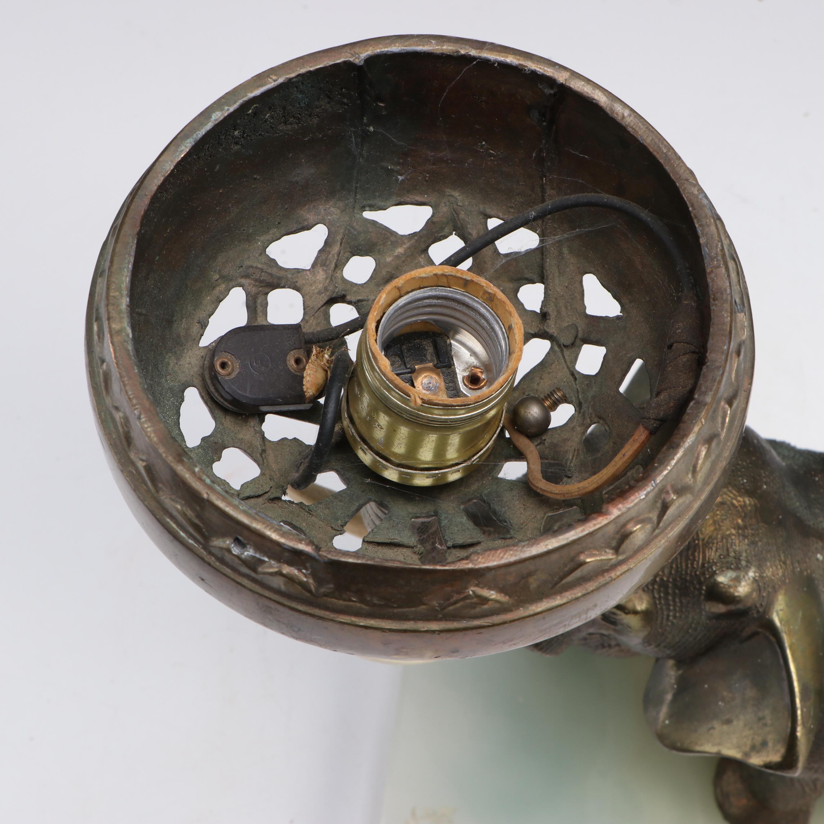 Bathing Elephant Figural Copper Alloy Table Lamp