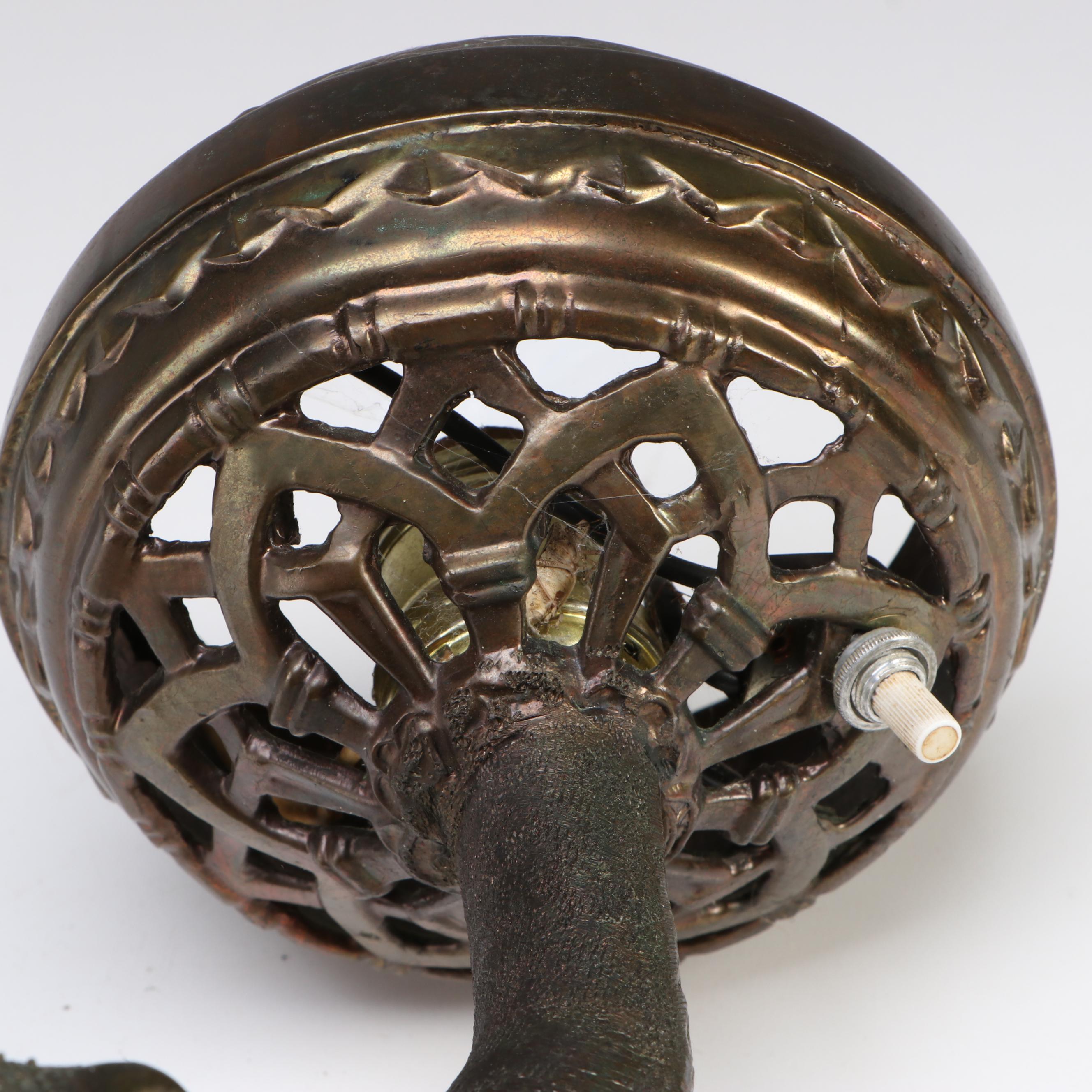 Bathing Elephant Figural Copper Alloy Table Lamp