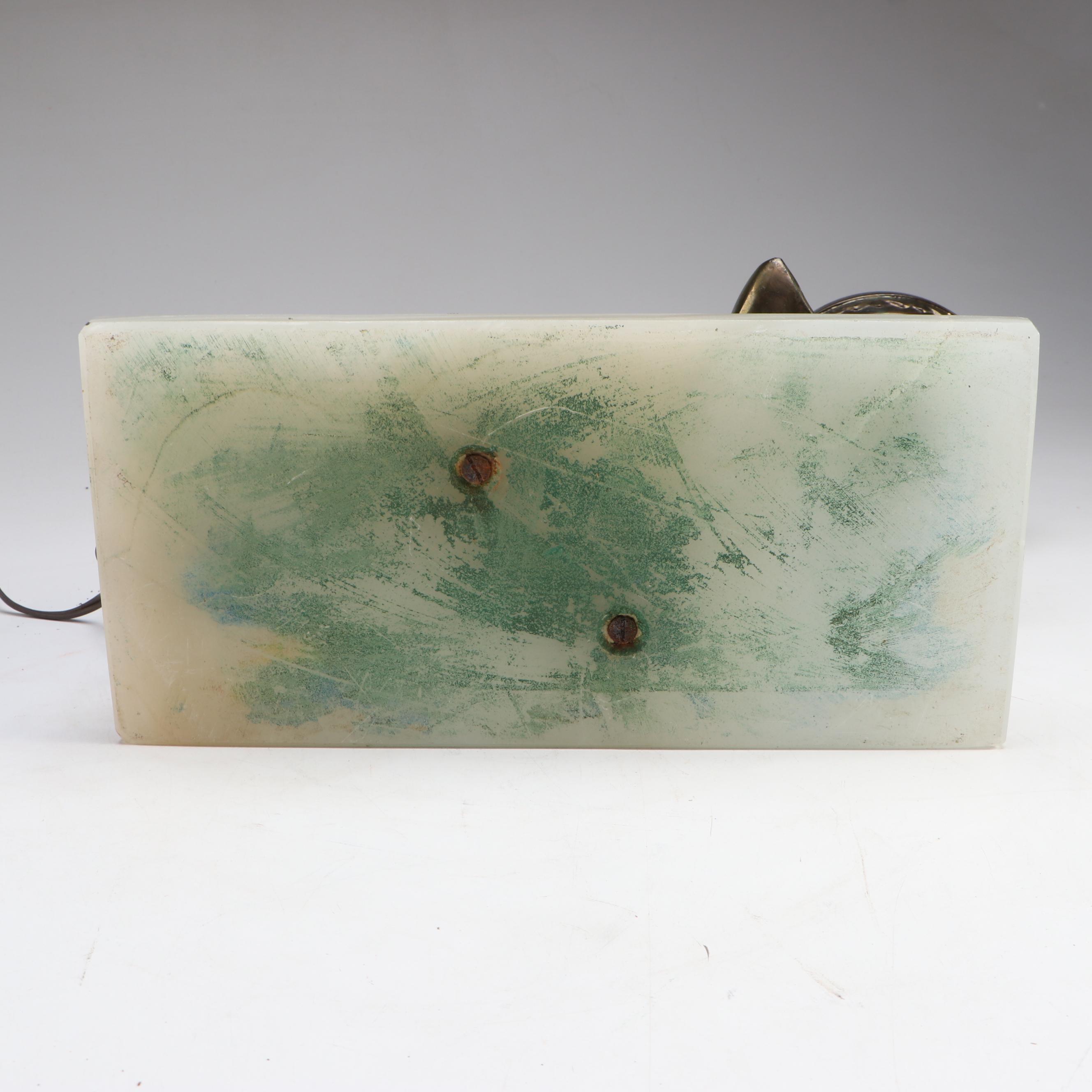 Bathing Elephant Figural Copper Alloy Table Lamp