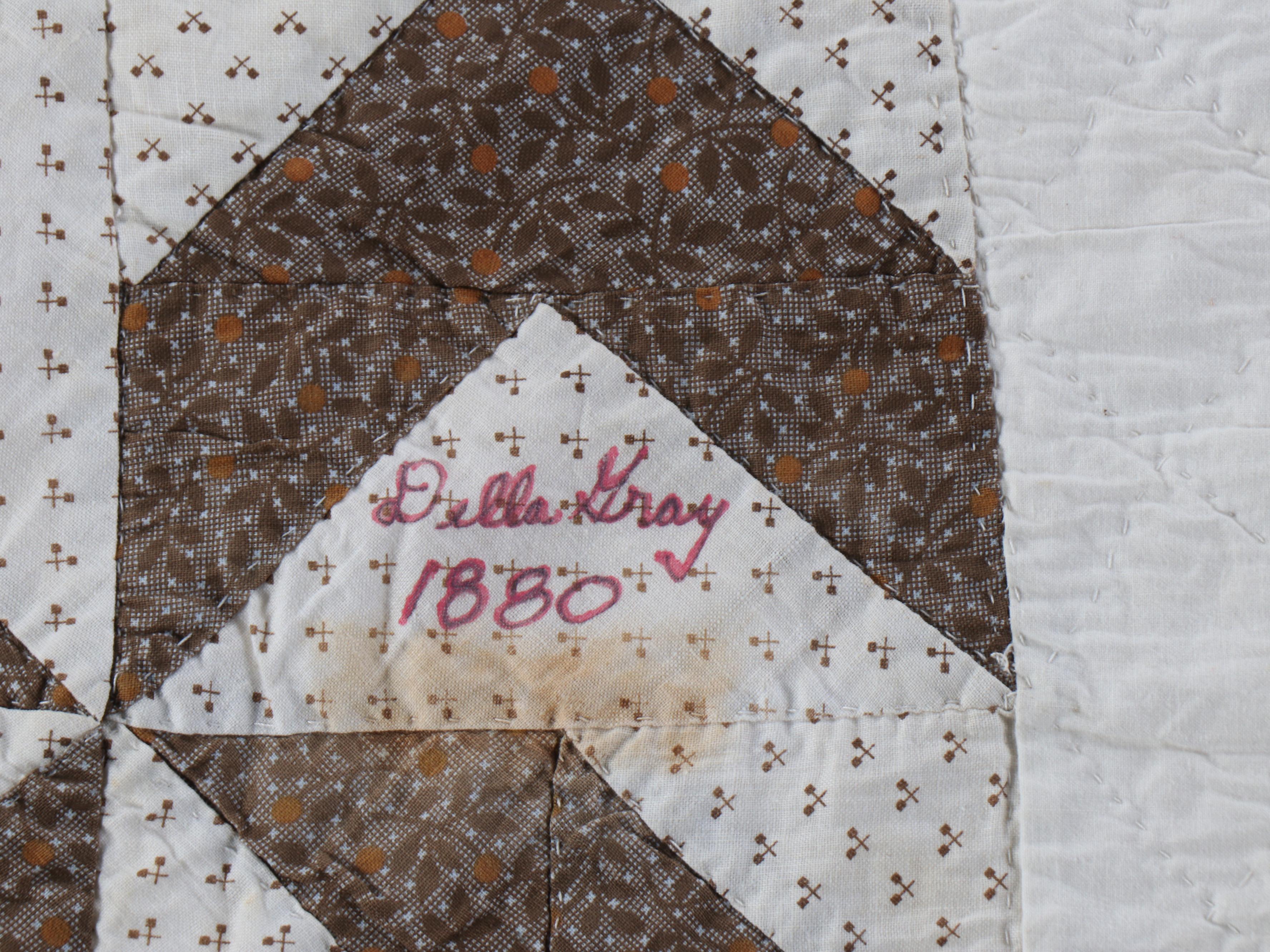 Hand-Pieced "Whirling Log Pinwheel" Cotton Student Quilt, Circa 1880