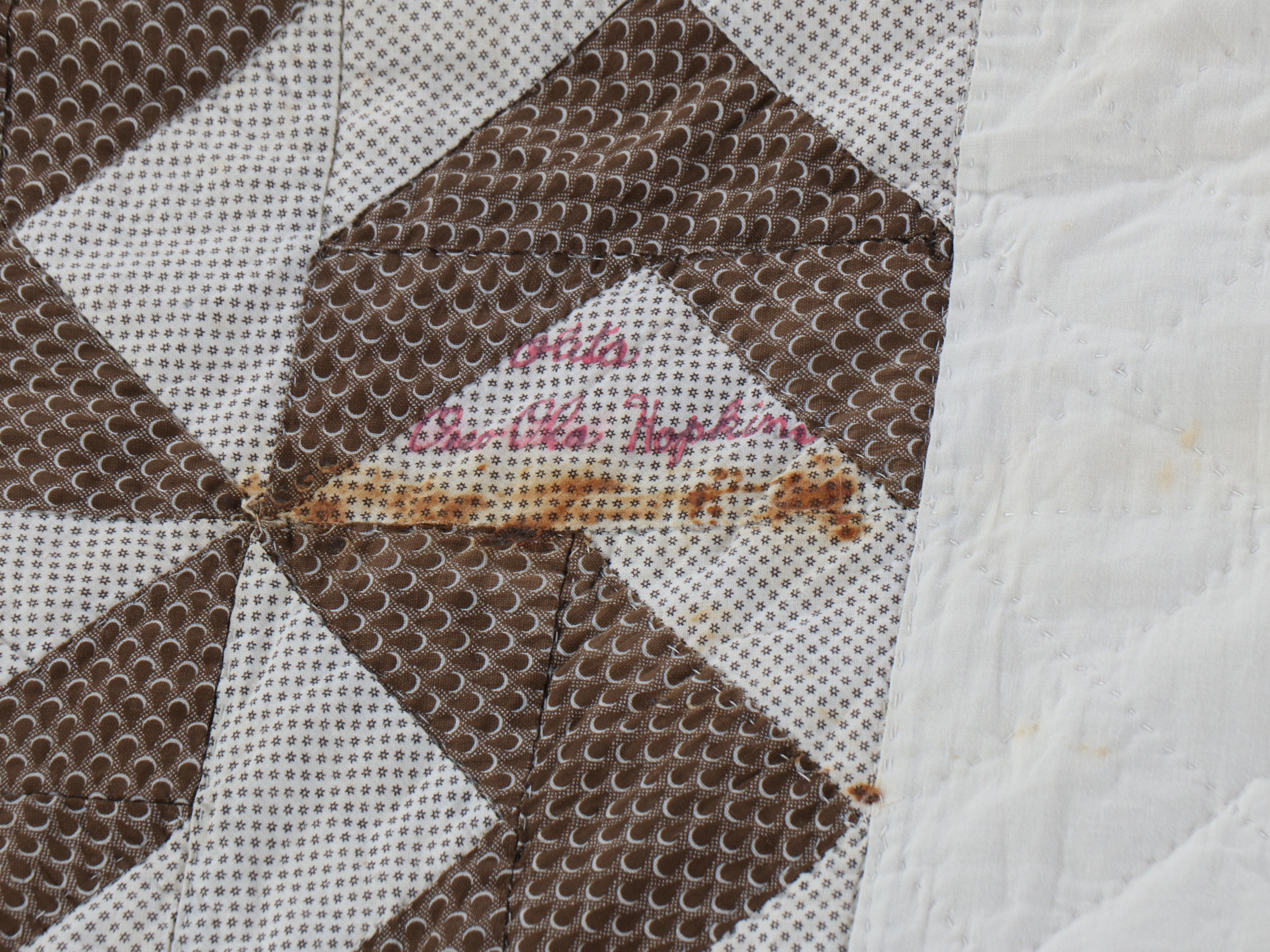 Hand-Pieced "Whirling Log Pinwheel" Cotton Student Quilt, Circa 1880