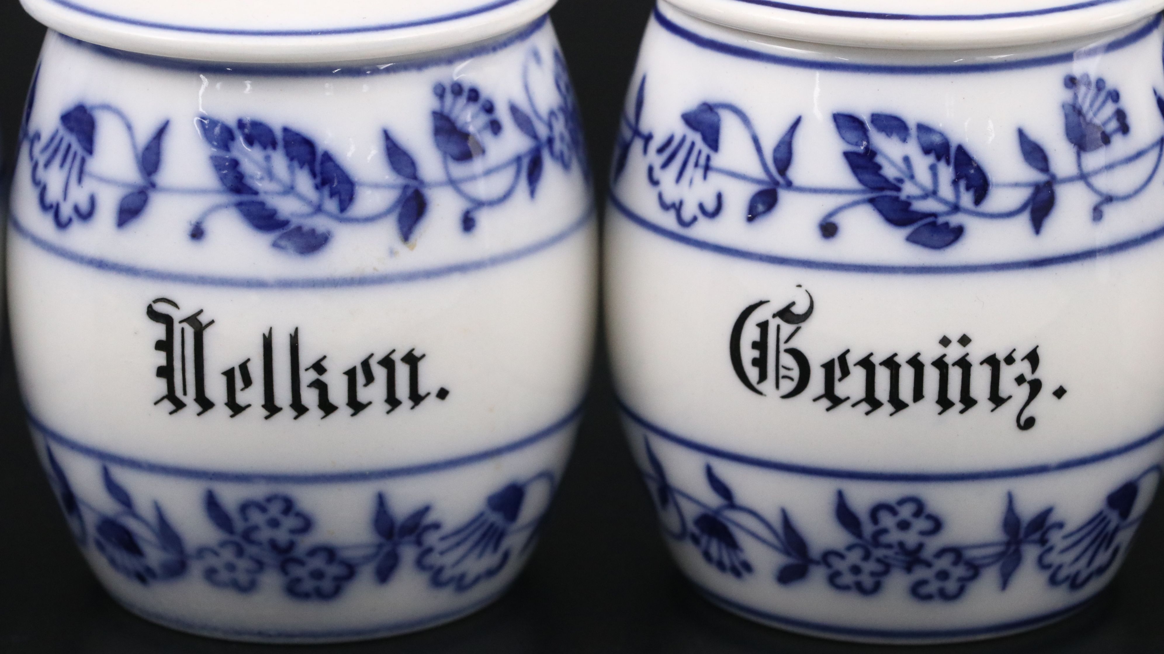 German Art Deco Style and Other Blue and White Ceramic Canisters