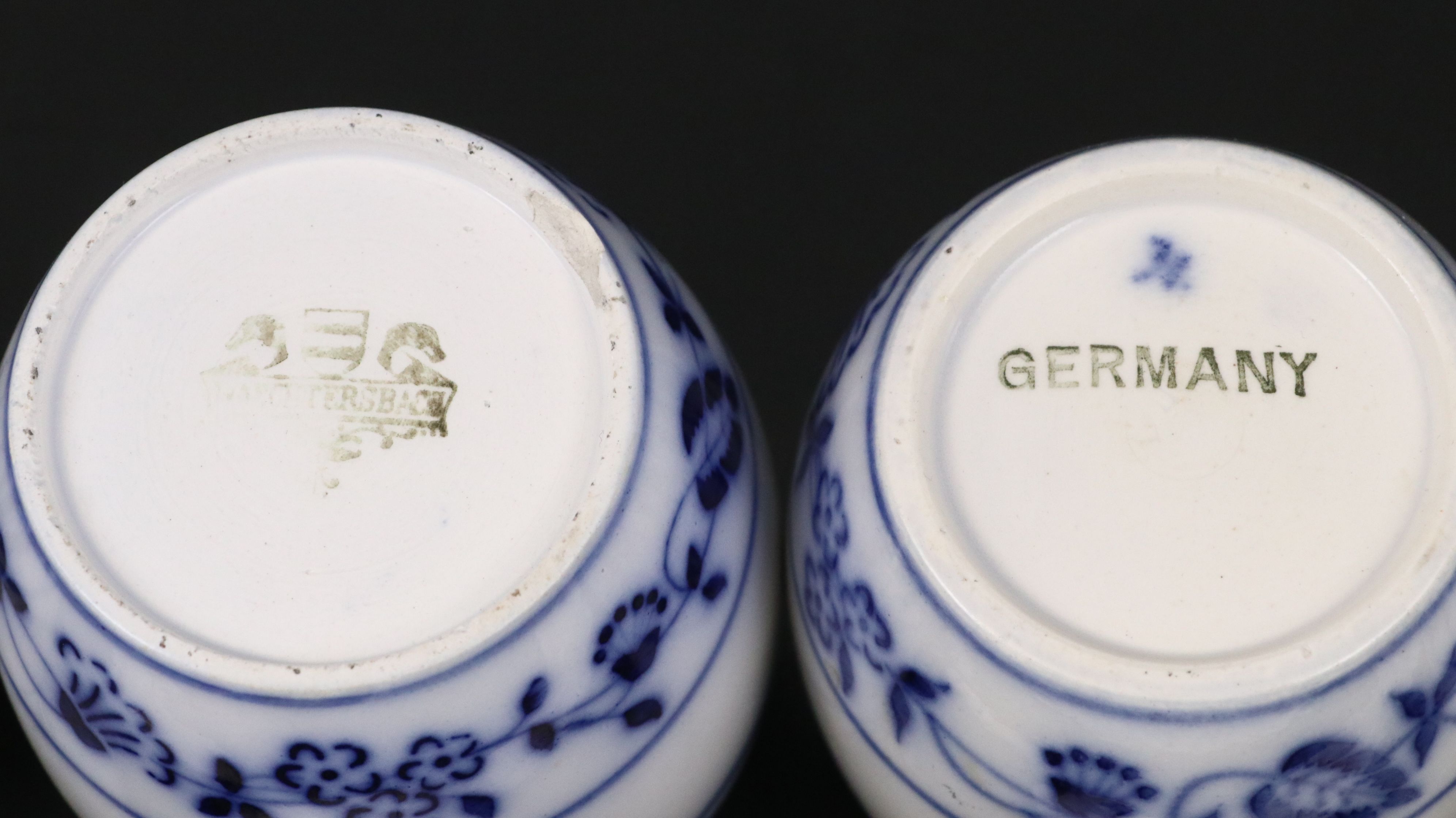 German Art Deco Style and Other Blue and White Ceramic Canisters