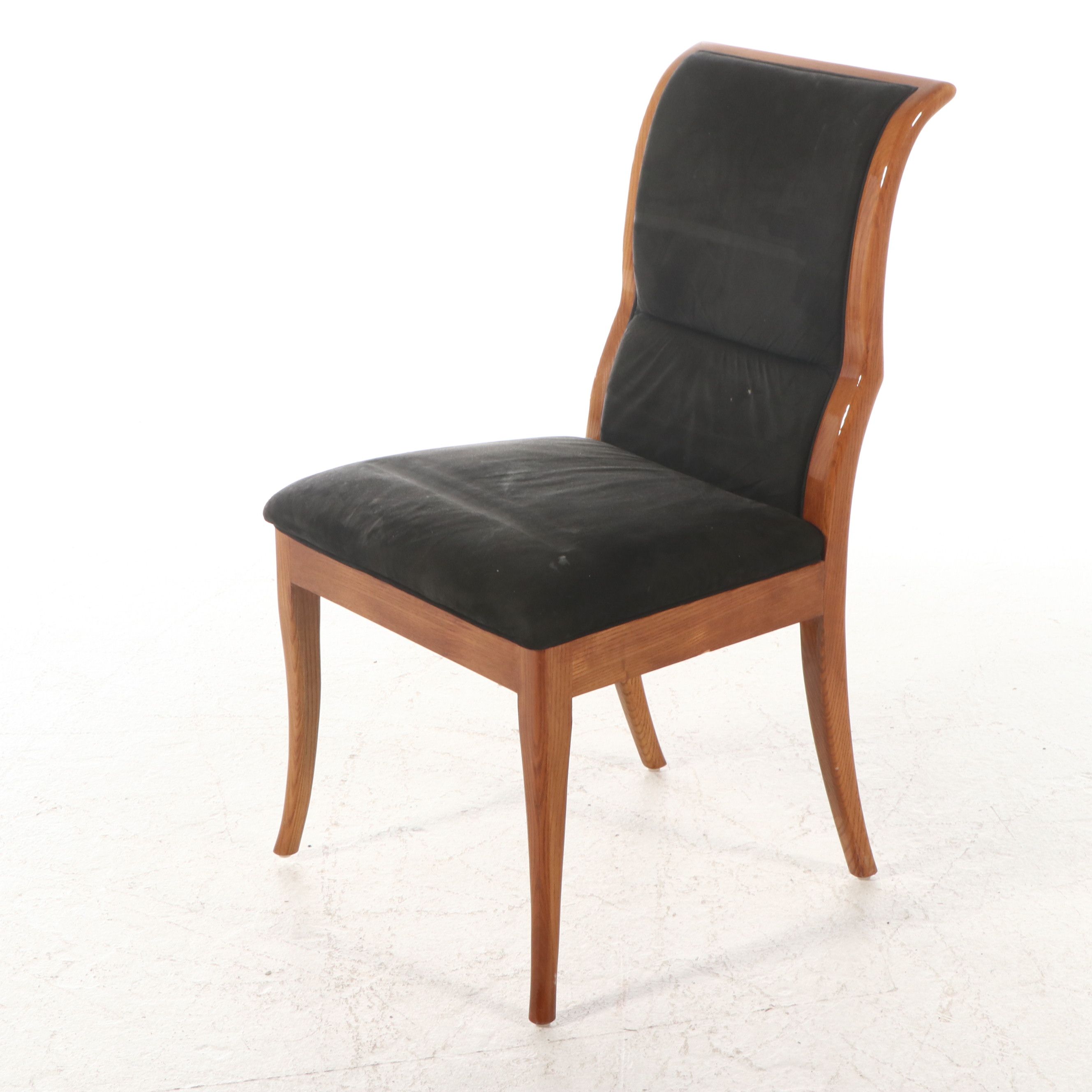 Set of Six Henredon Biedermeier Style Upholstered Oak Dining Chairs, Late 20th C