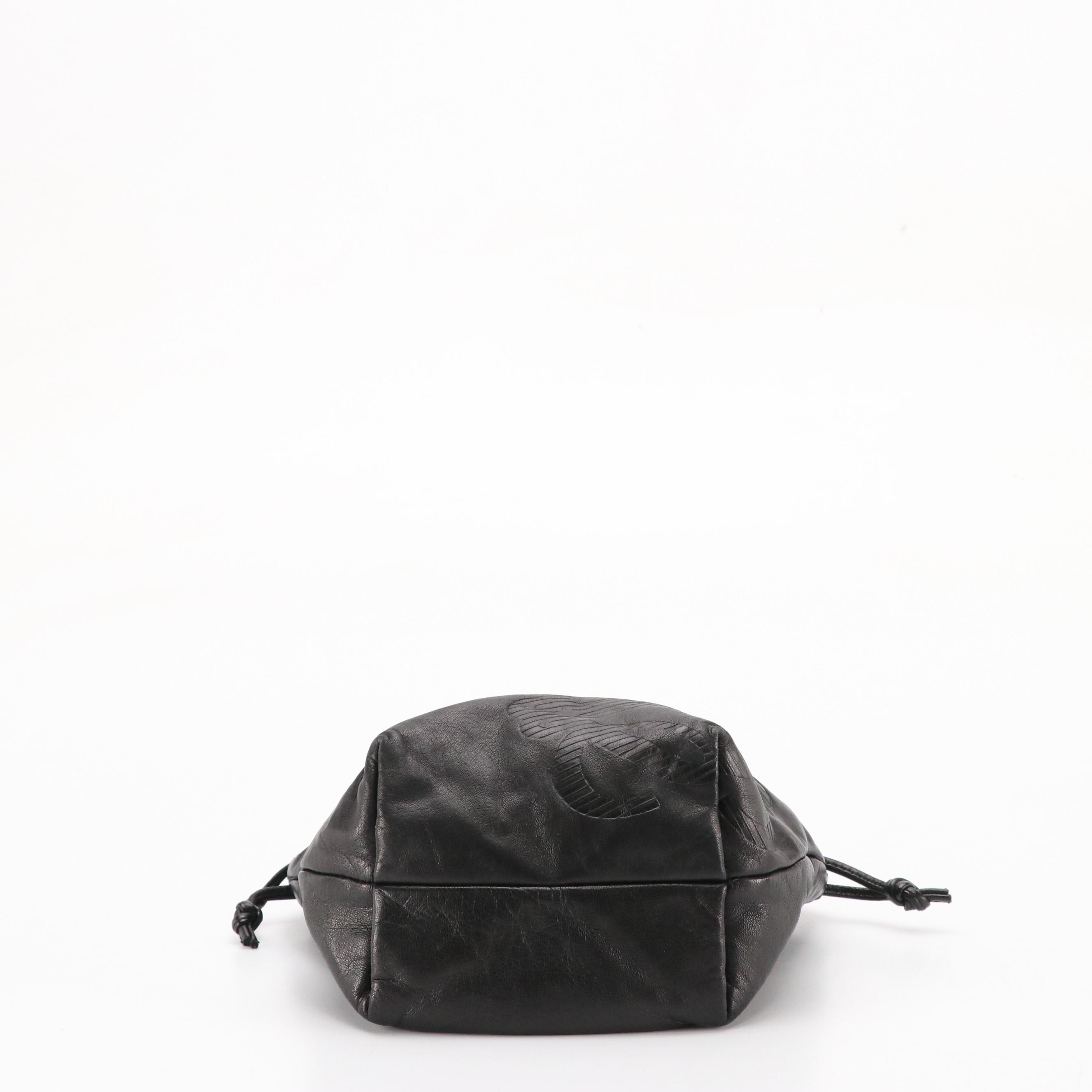 Loewe Drawstring Crossbody Pouch in Black Lambskin Leather