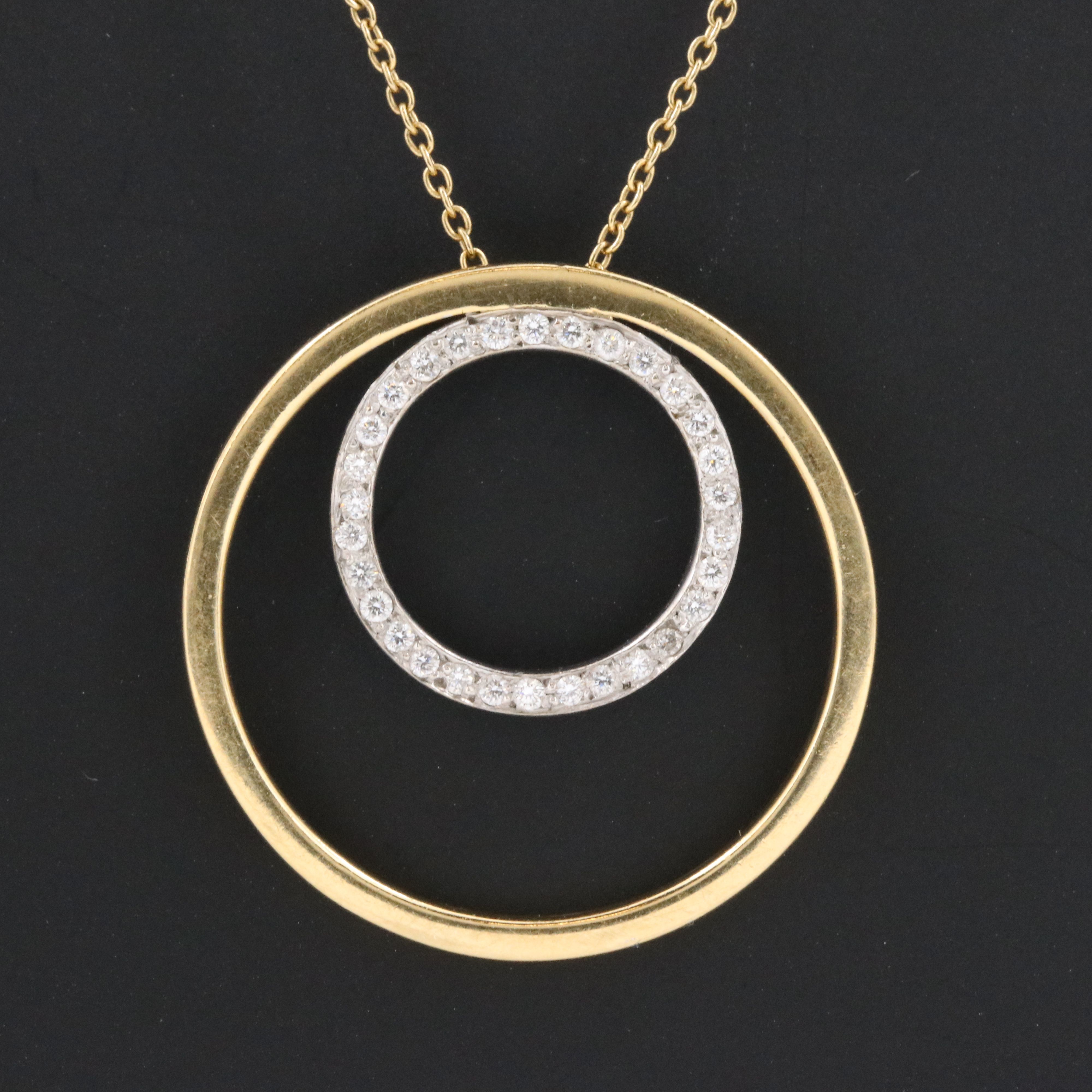 18K 0.16 CTW Diamond Circle Pendant Necklace