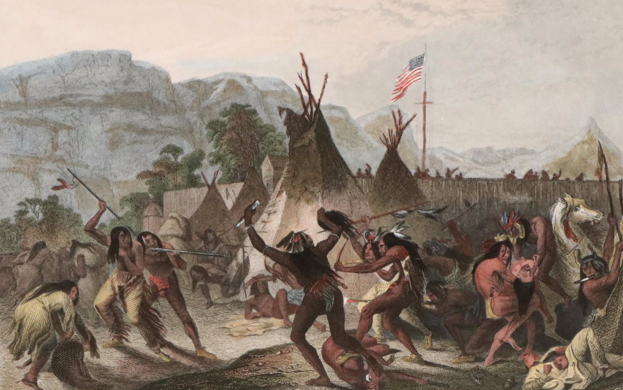 After Karl Bodmer Pair of Colored Engravings