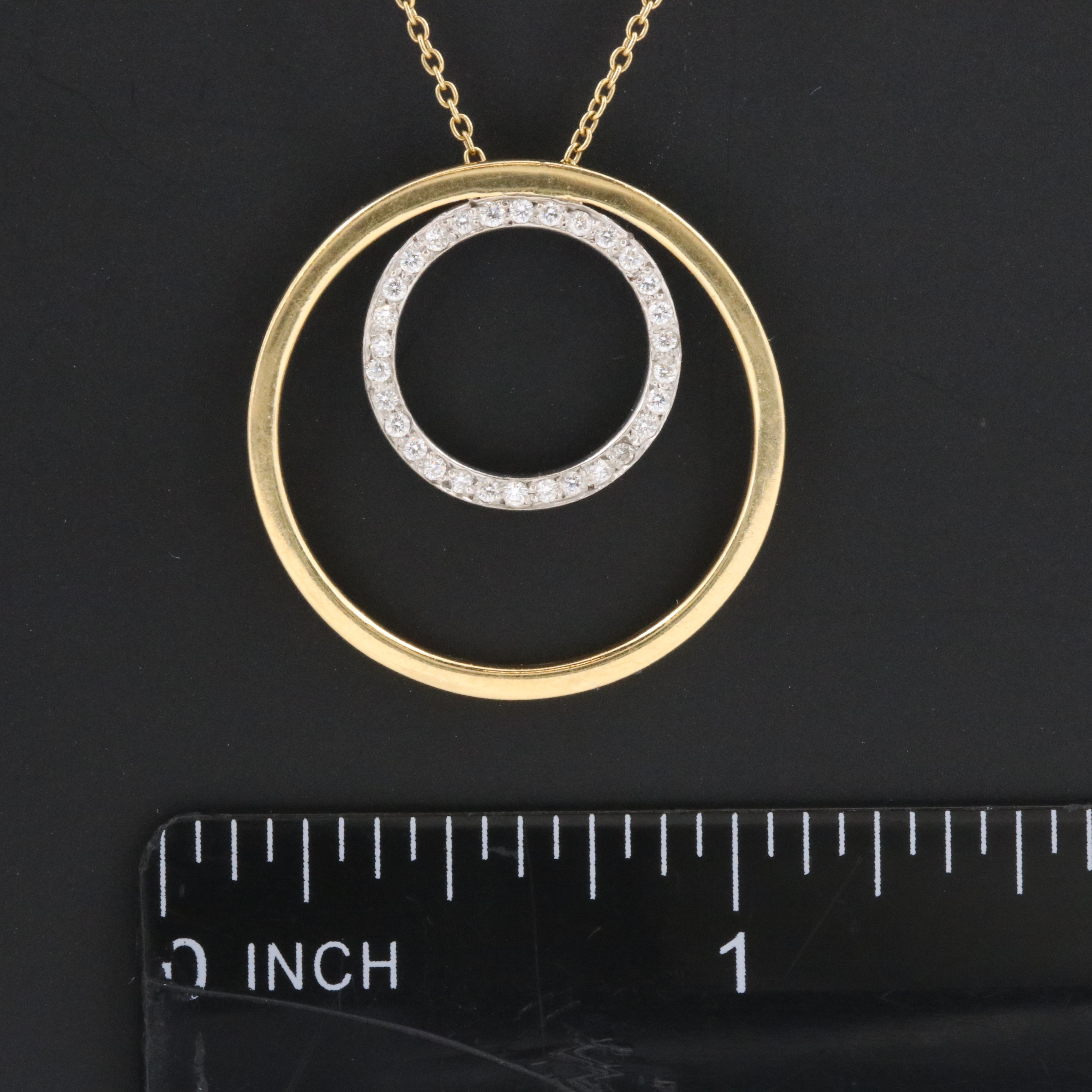 18K 0.16 CTW Diamond Circle Pendant Necklace
